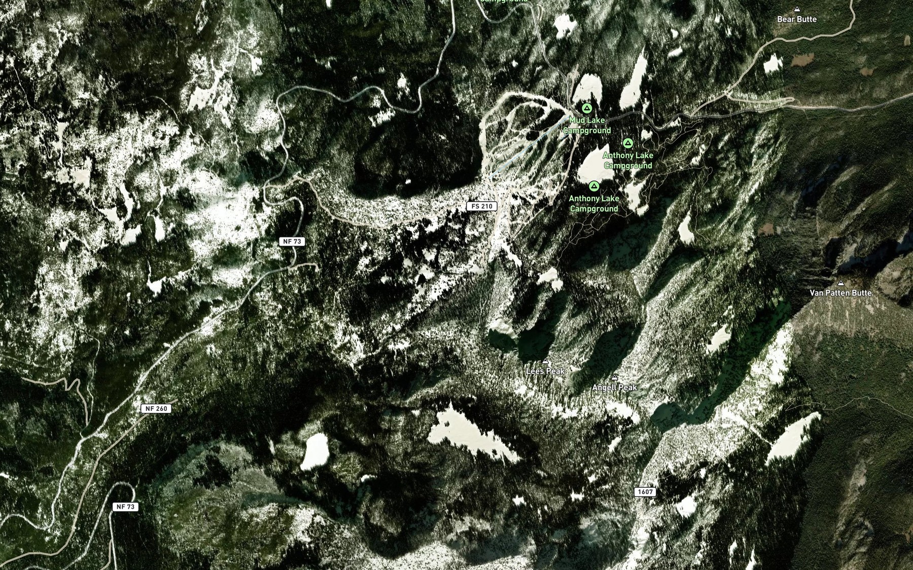 Satellite map of the The Lakes Lookout Spring