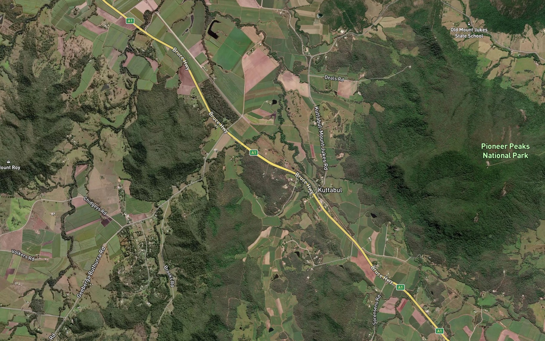 Satellite map of the Three Mile Creek