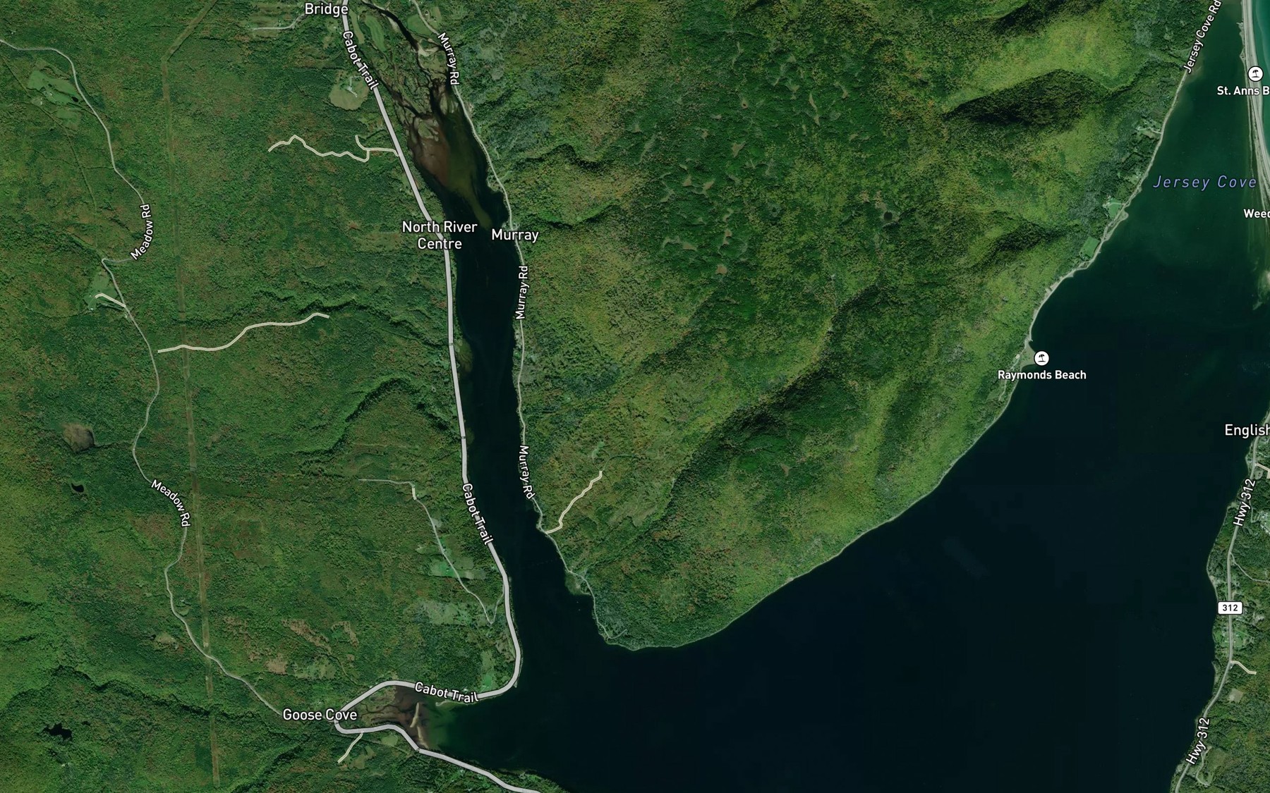 Satellite map of the Kerrs Brook