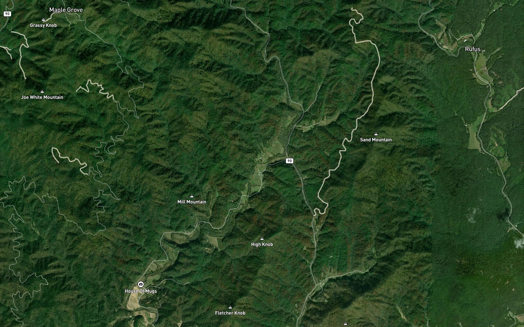Satellite map of the Simmons Branch
