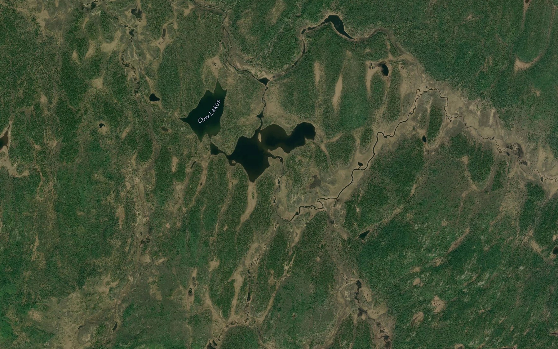 Satellite map of the Cow Lakes
