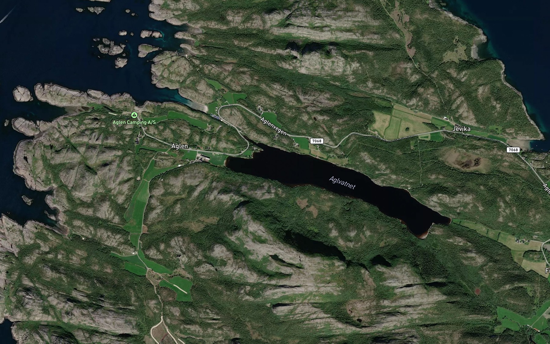 Satellite map of the Aglvatnet