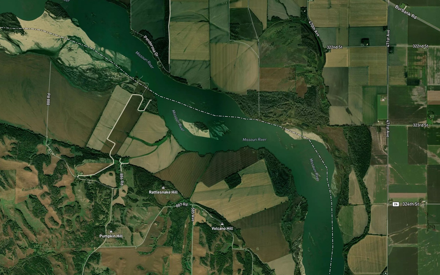 Satellite map of the Gibbs Creek