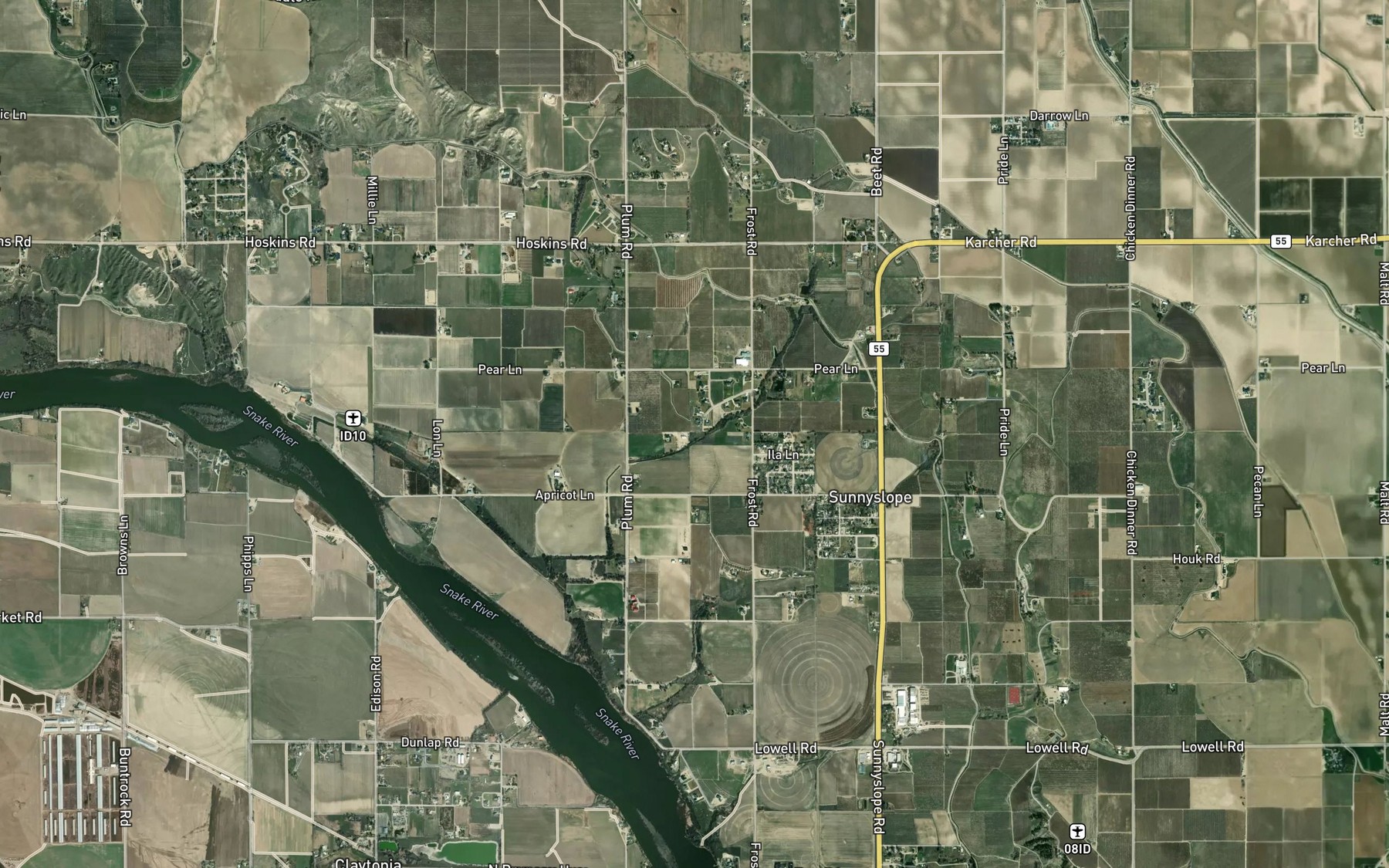 Satellite map of the Escott Drain