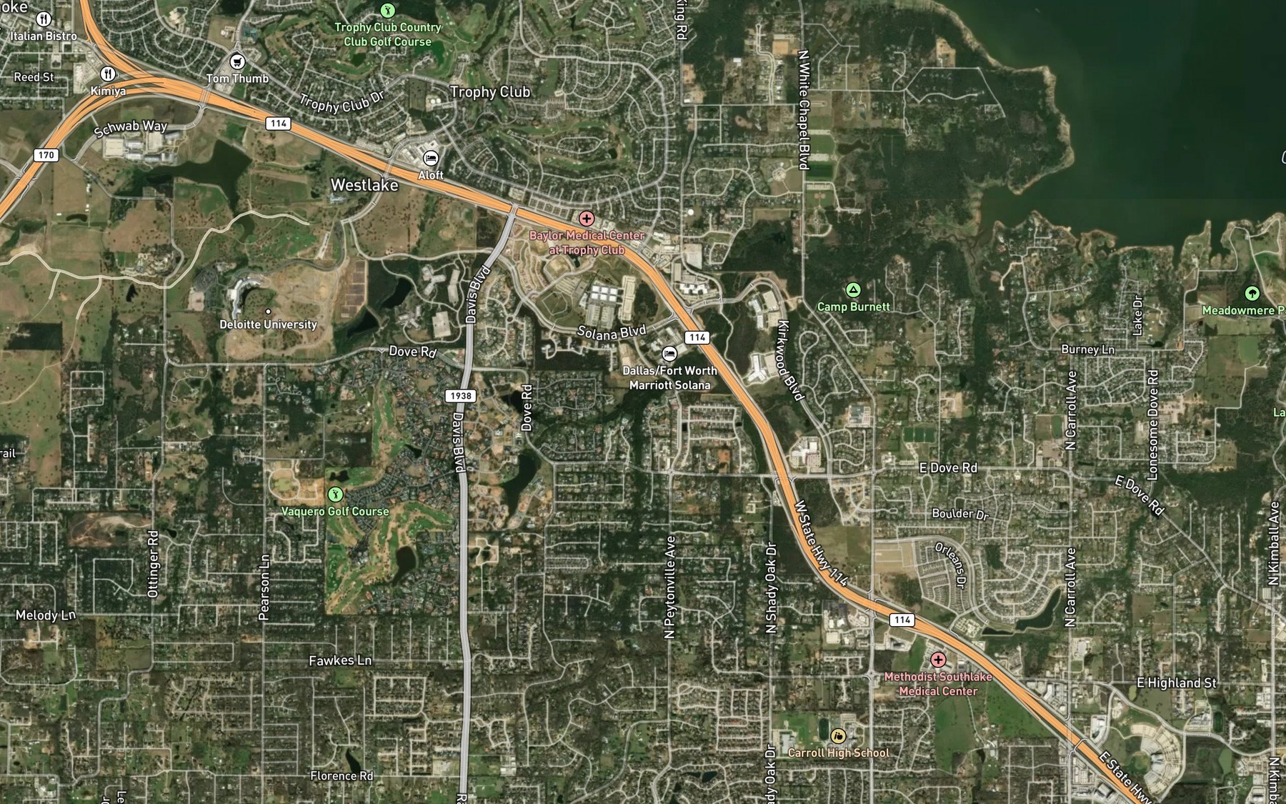 Satellite map of the Higgins Branch