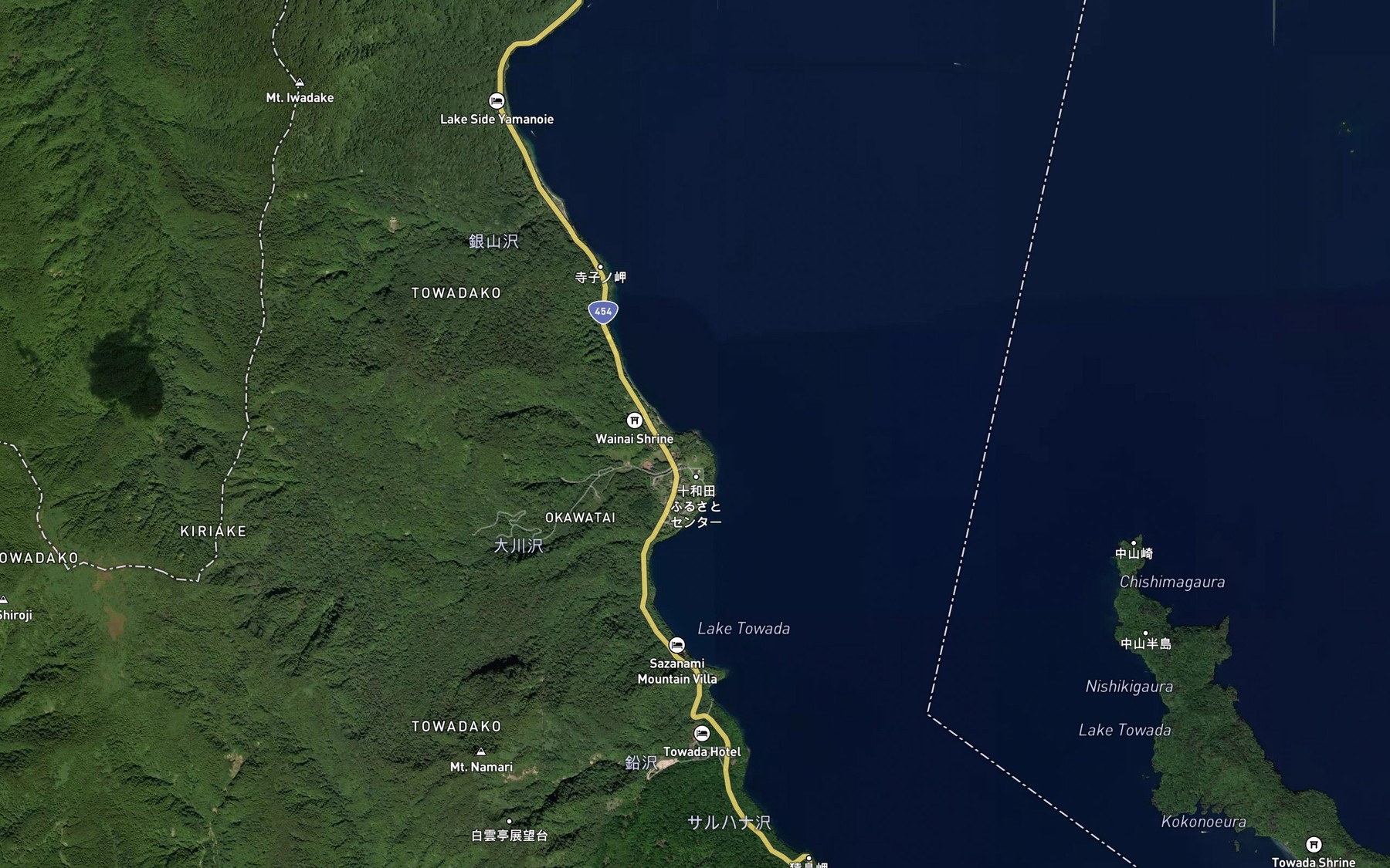 Satellite map of the Okawa Zawa