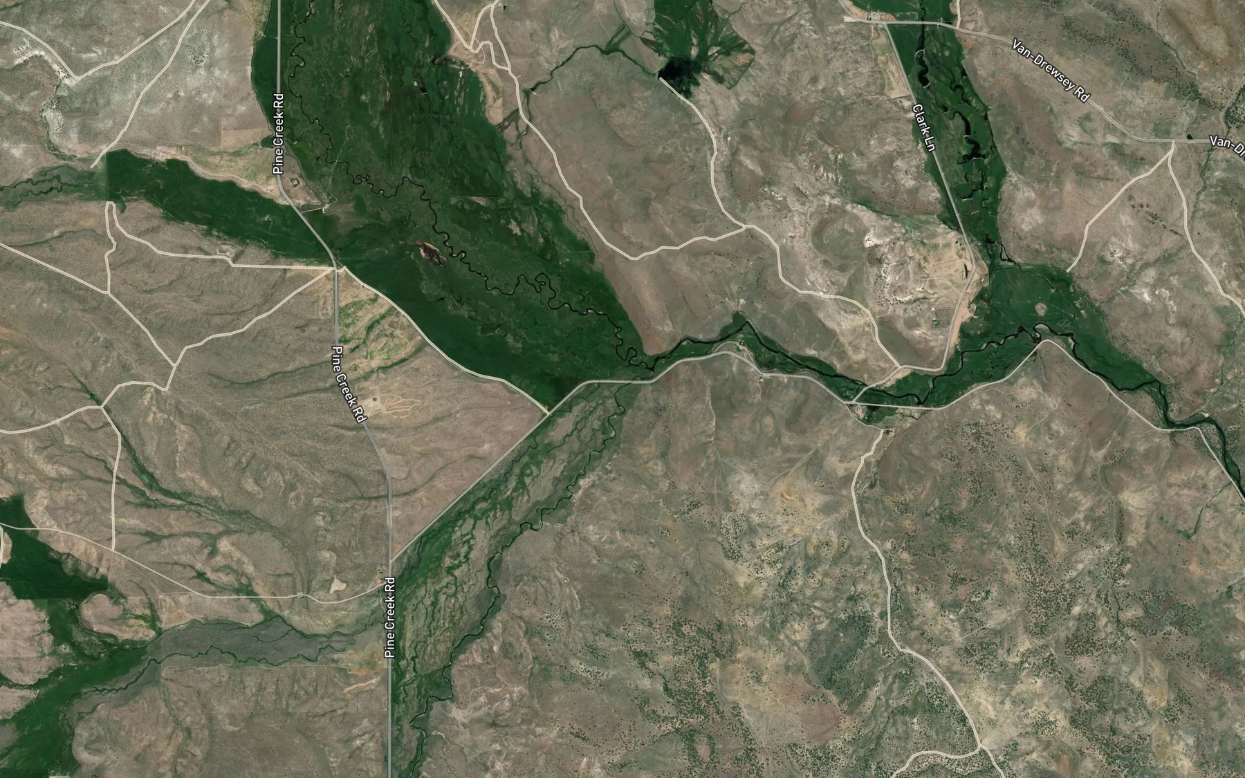Satellite map of the Little Muddy Creek