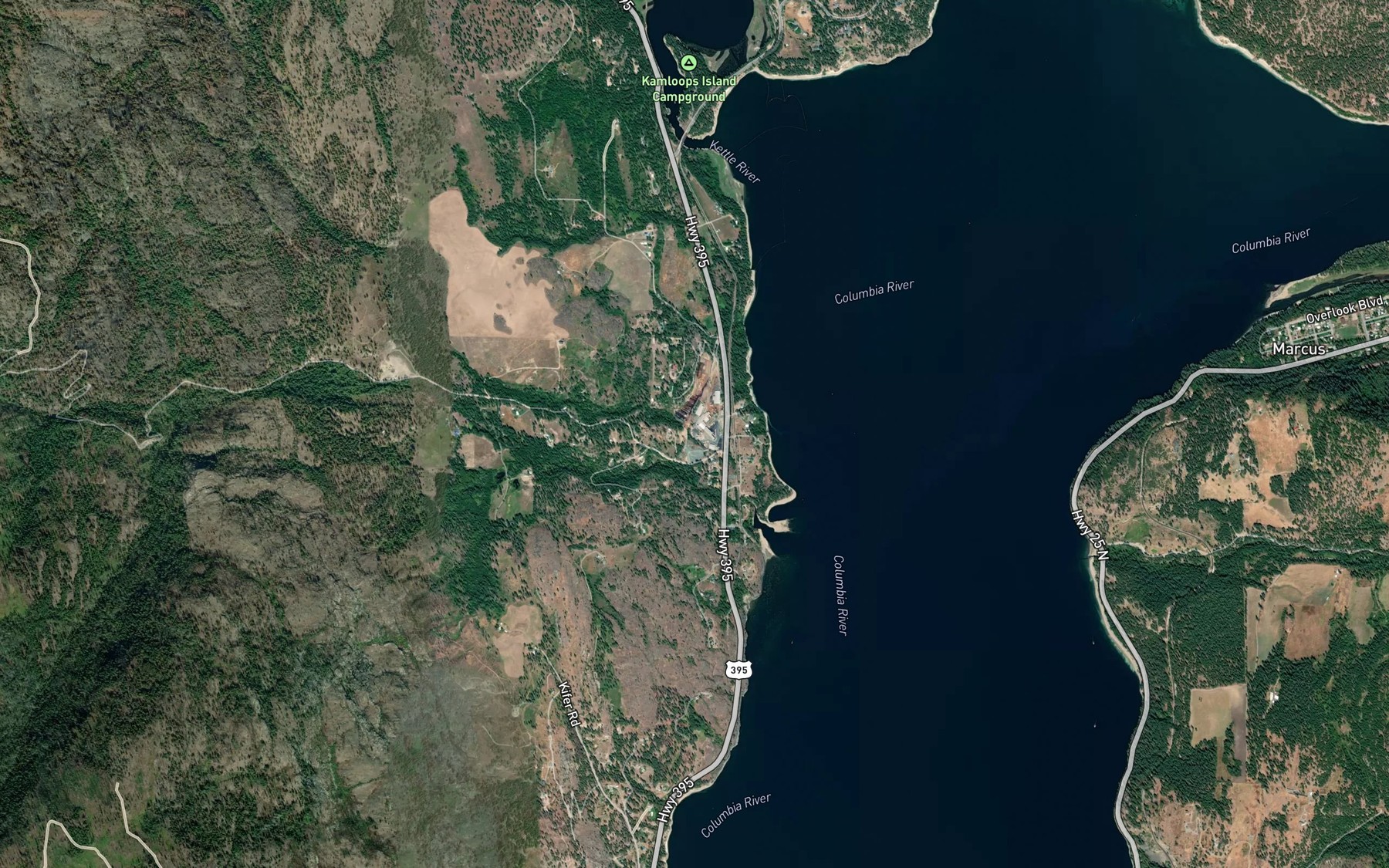 Satellite map of the Katy Creek
