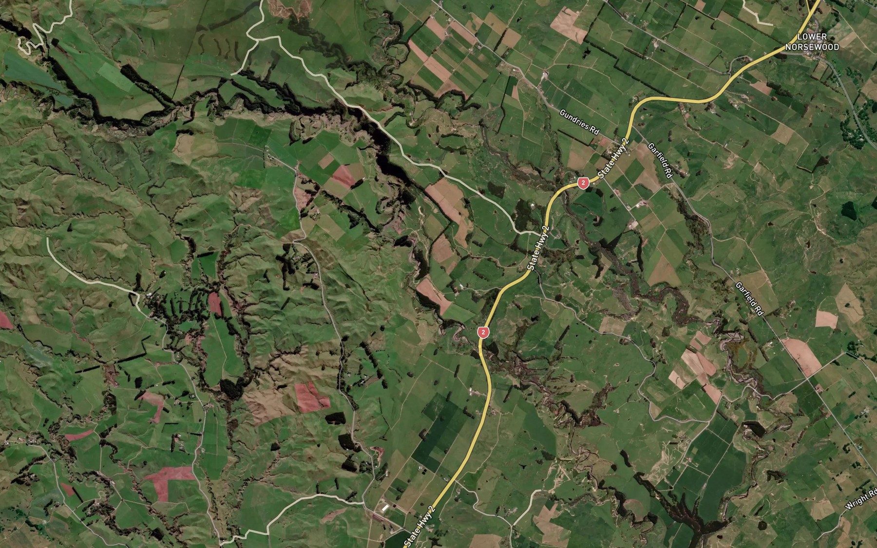 Satellite map of the Mangatewaiiti Stream