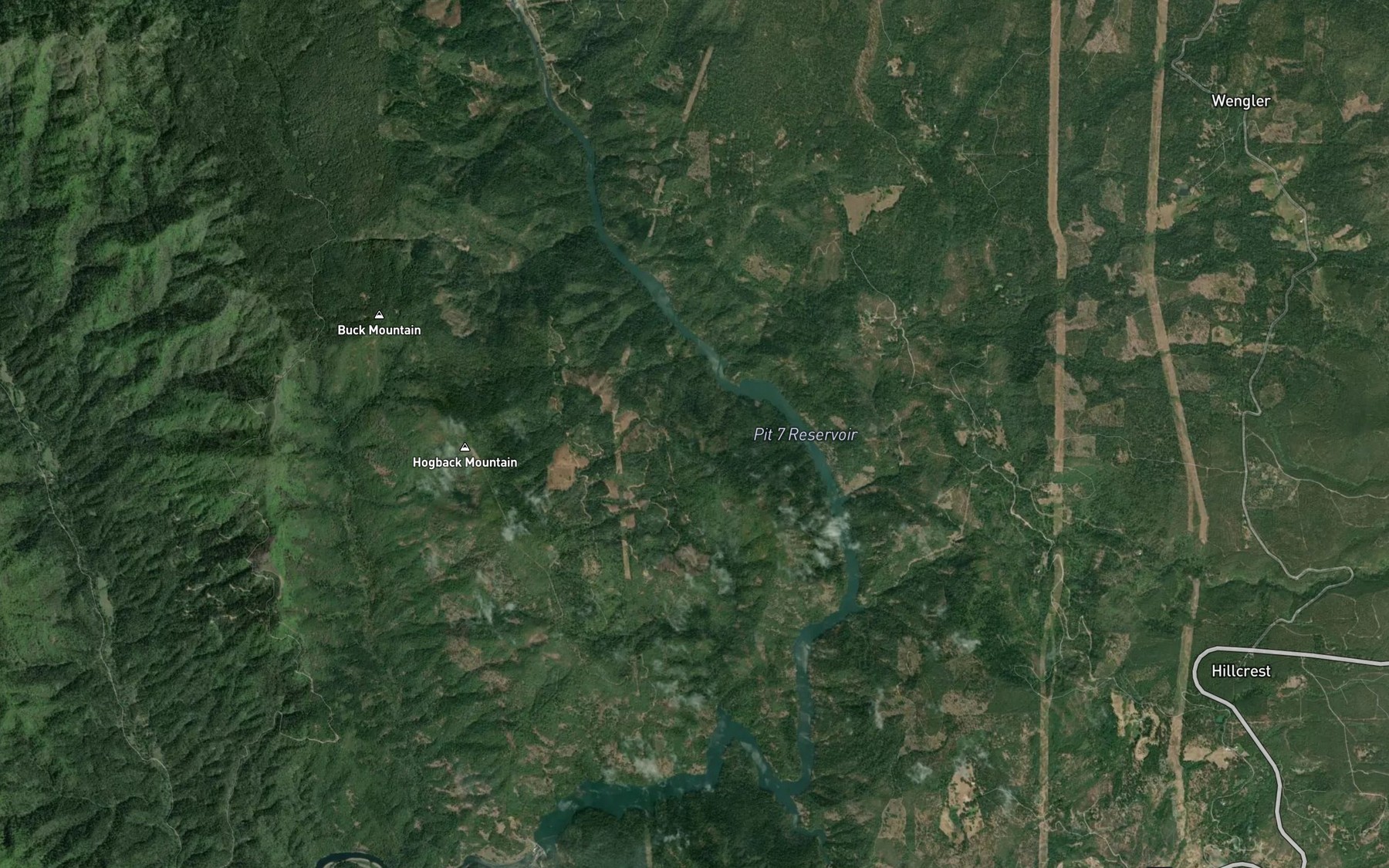Satellite map of the Pit 7 Reservoir
