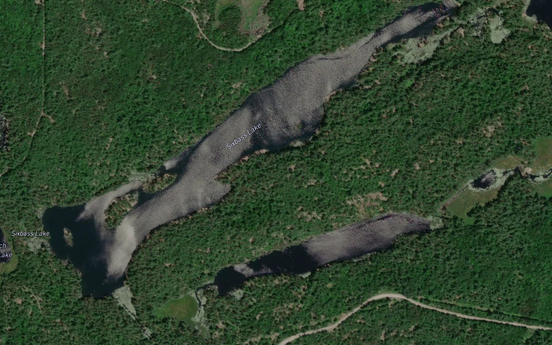 Satellite map of the Sixbass Lake