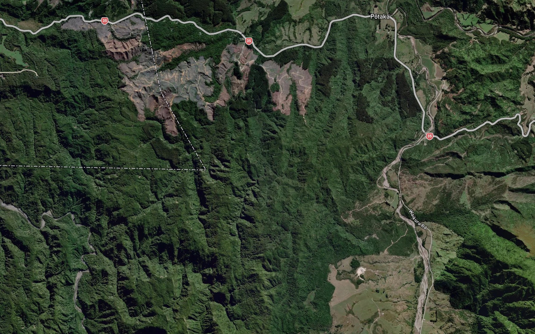 Satellite map of the Haungakakahu Stream