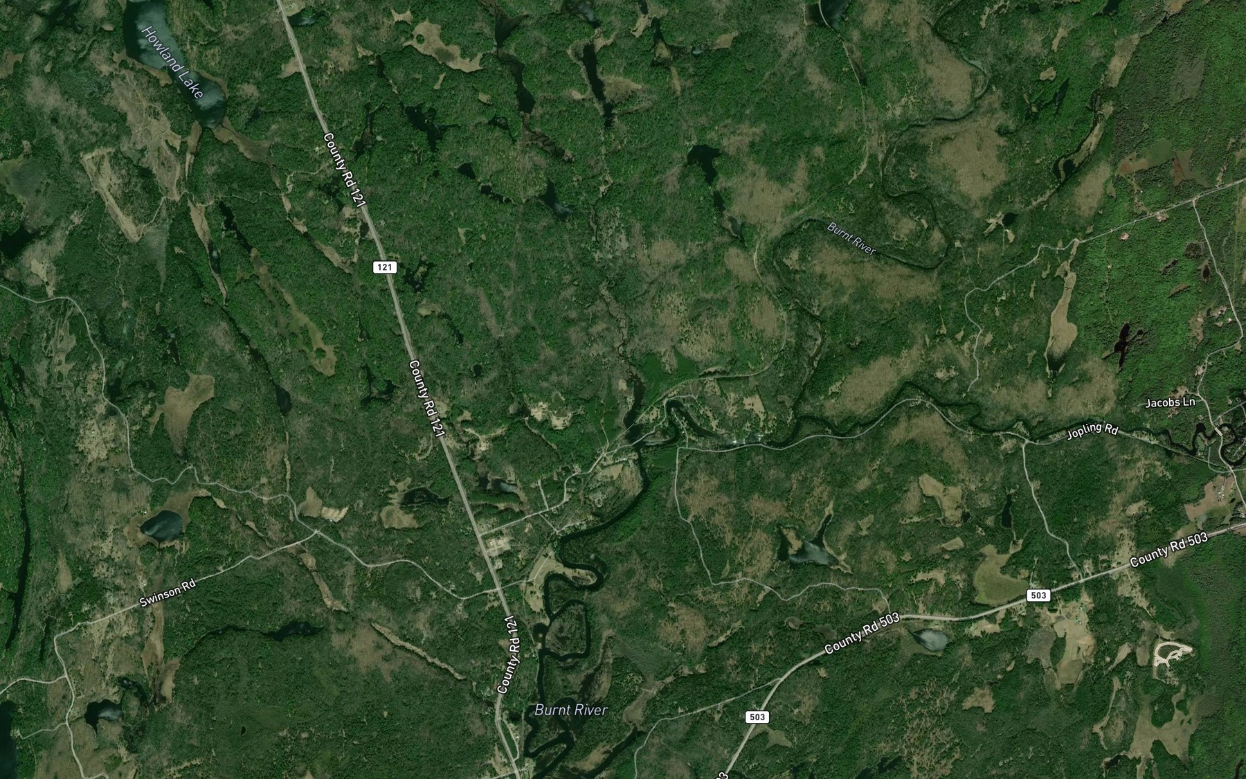 Satellite map of the Kendrick Creek