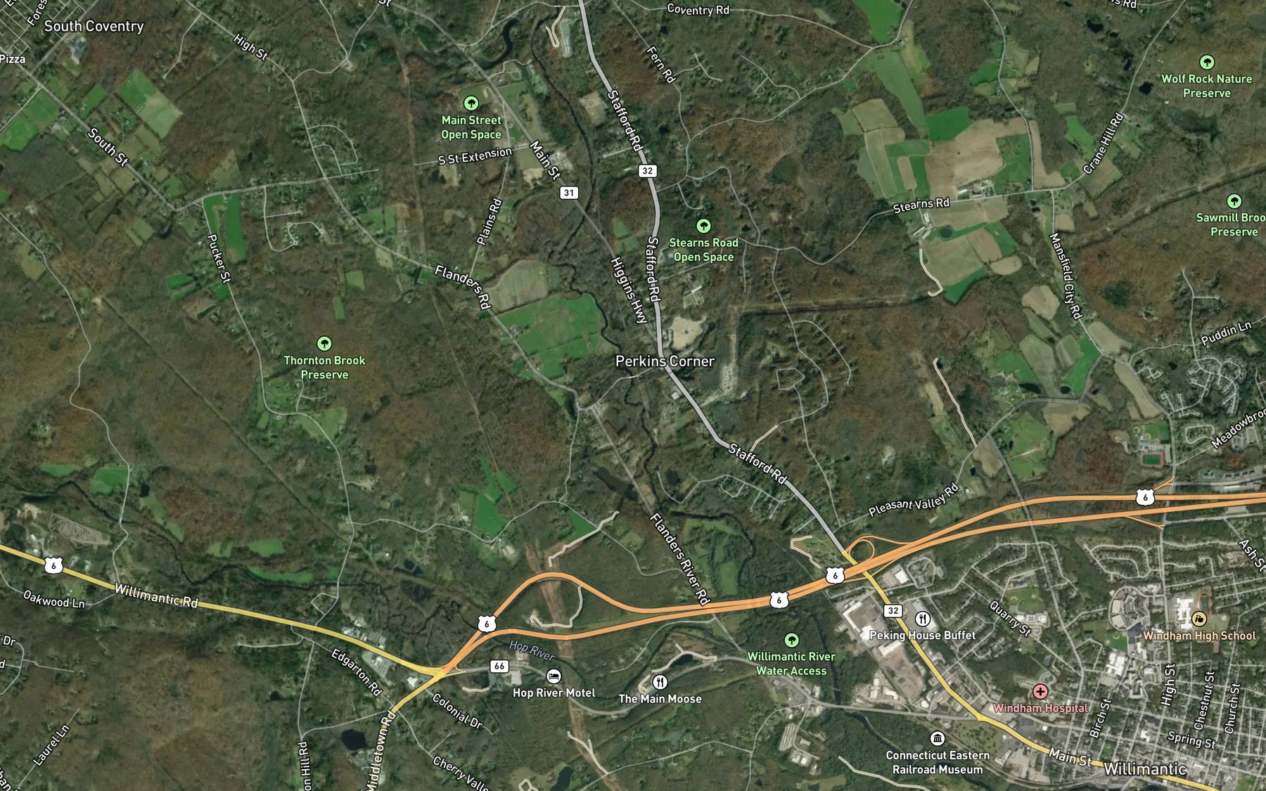 Satellite map of the Cider Mill Brook