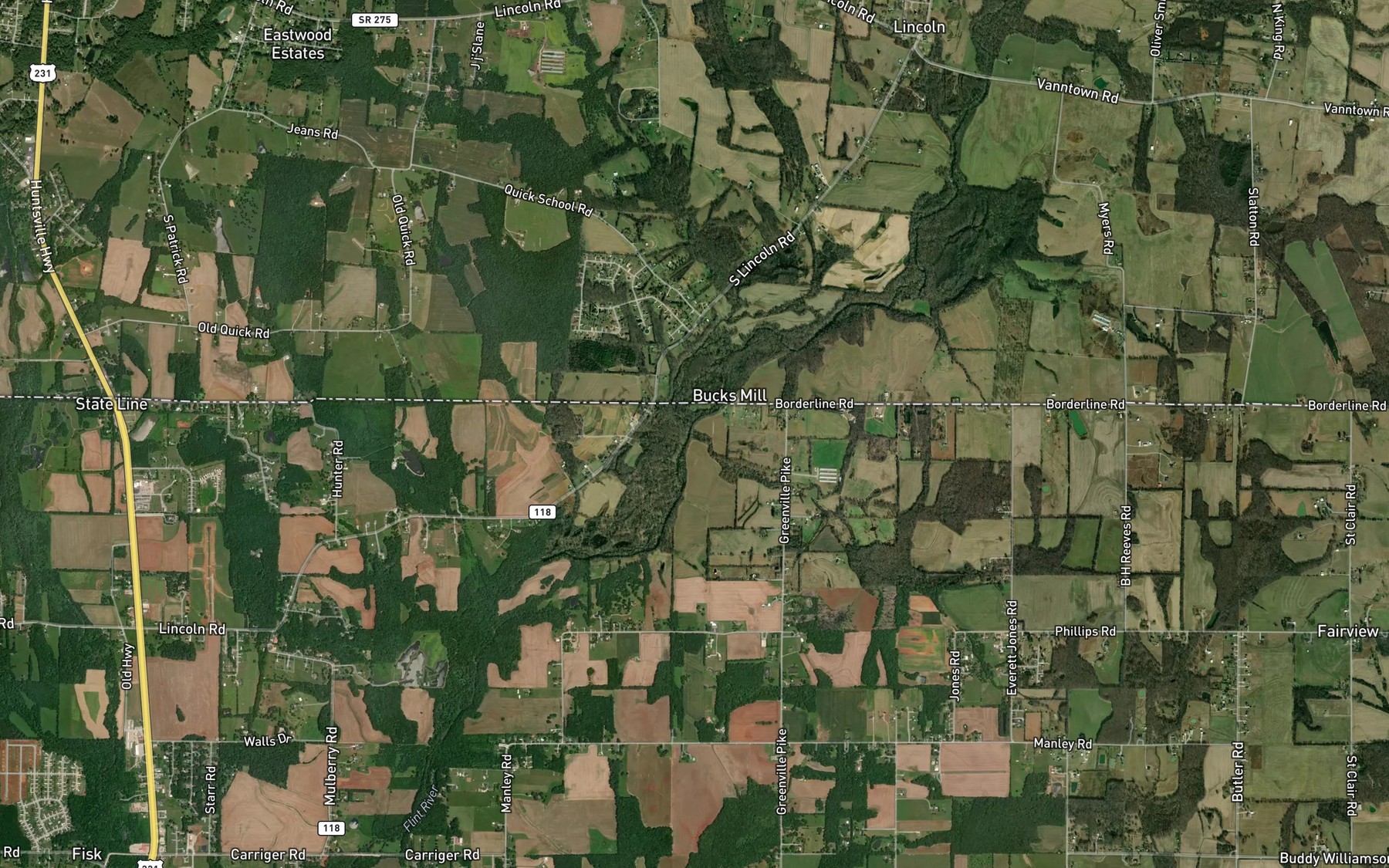 Satellite map of the Stewart Branch