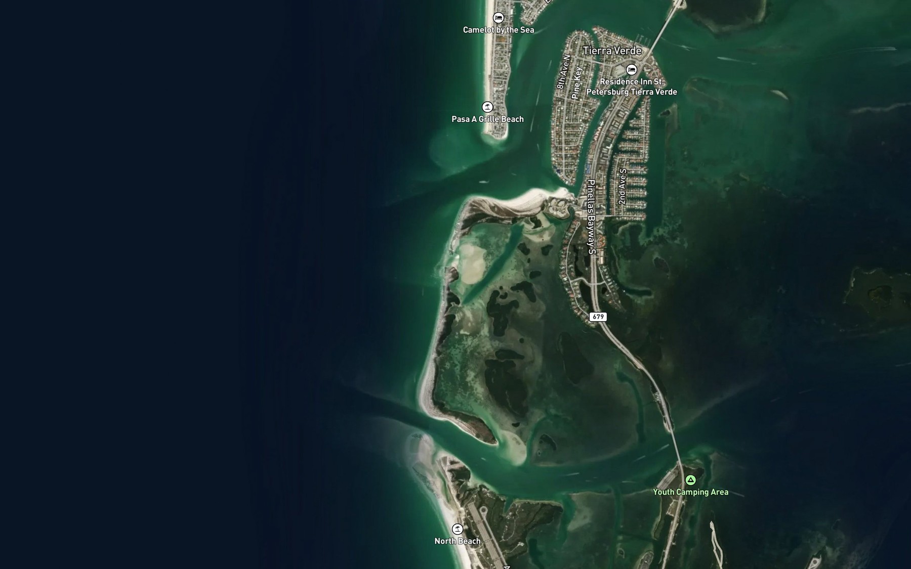 Satellite map of the Pass-a-Grille South Channel