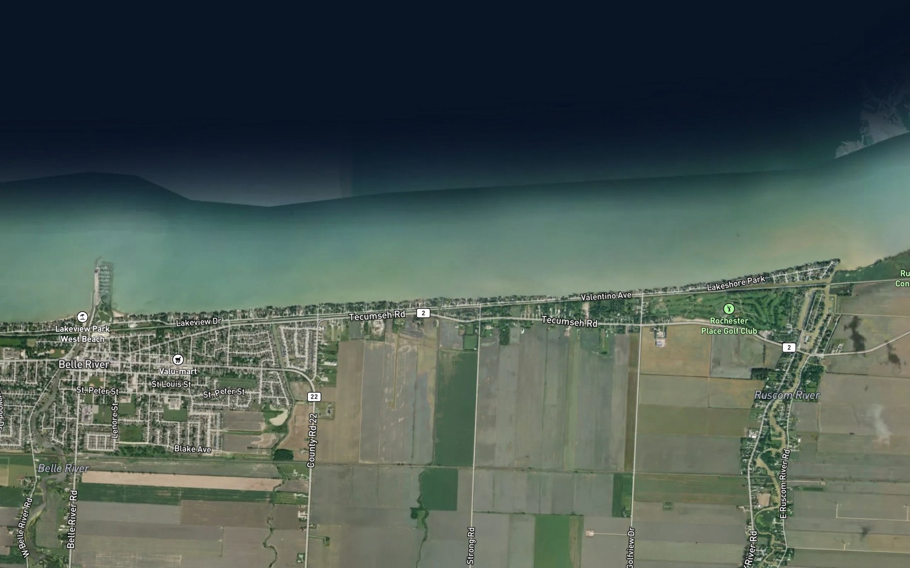 Satellite map of the Moison Creek