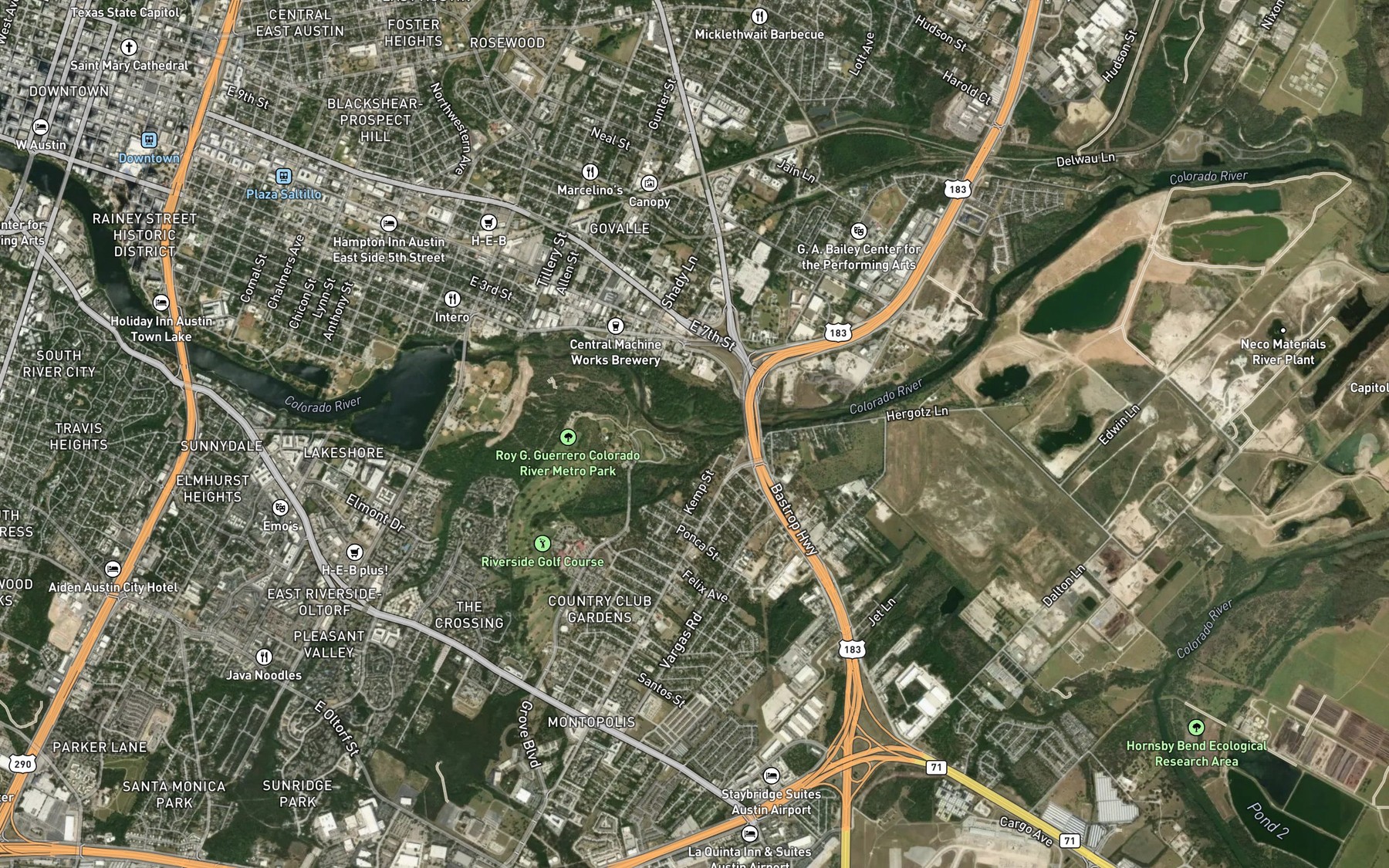 Satellite map of the Country Club Creek