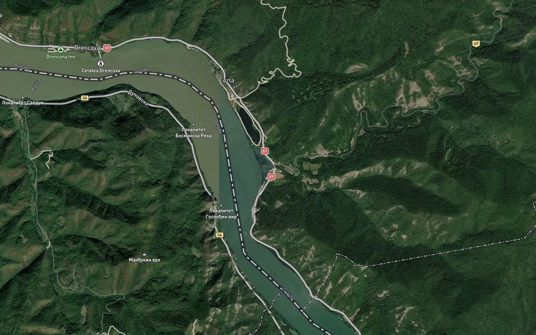 Satellite map of the Paraul Saranca