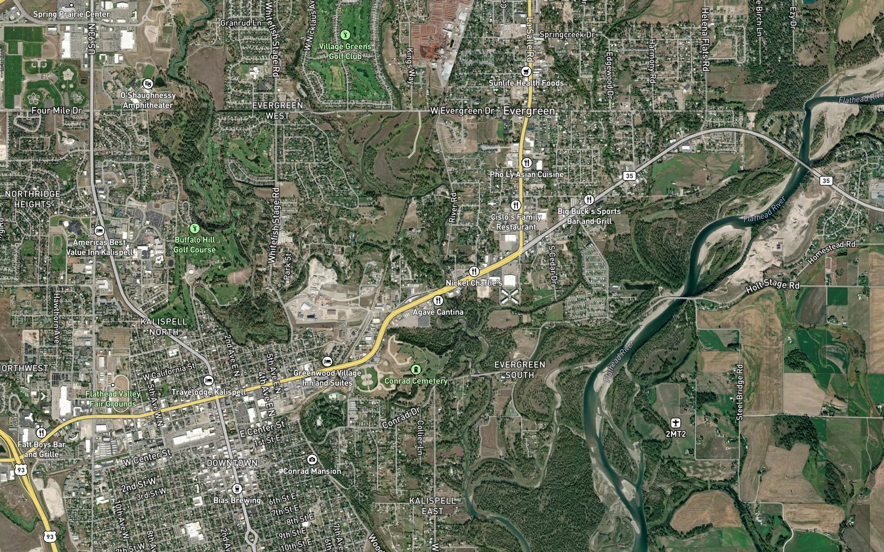 Satellite map of the Whitefish River