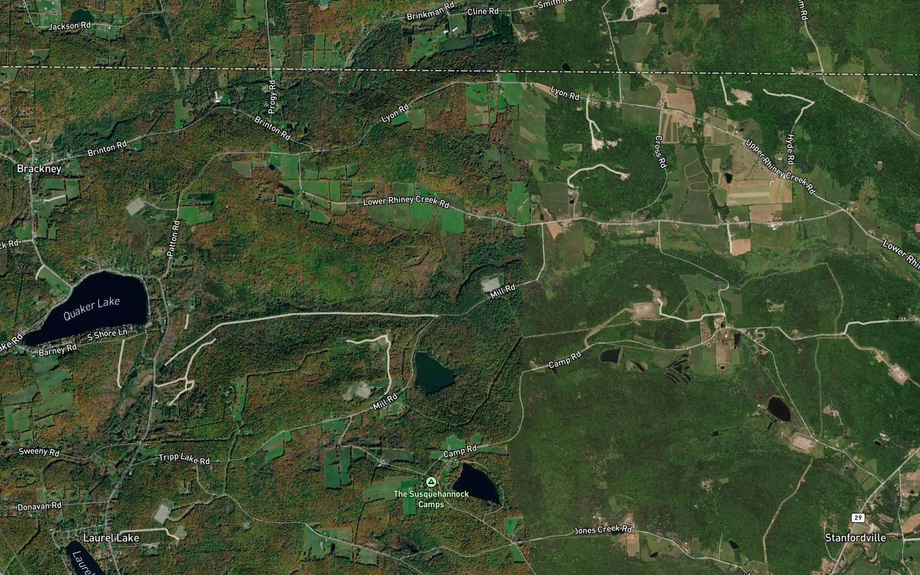 Satellite map of the Little Rhiney Creek
