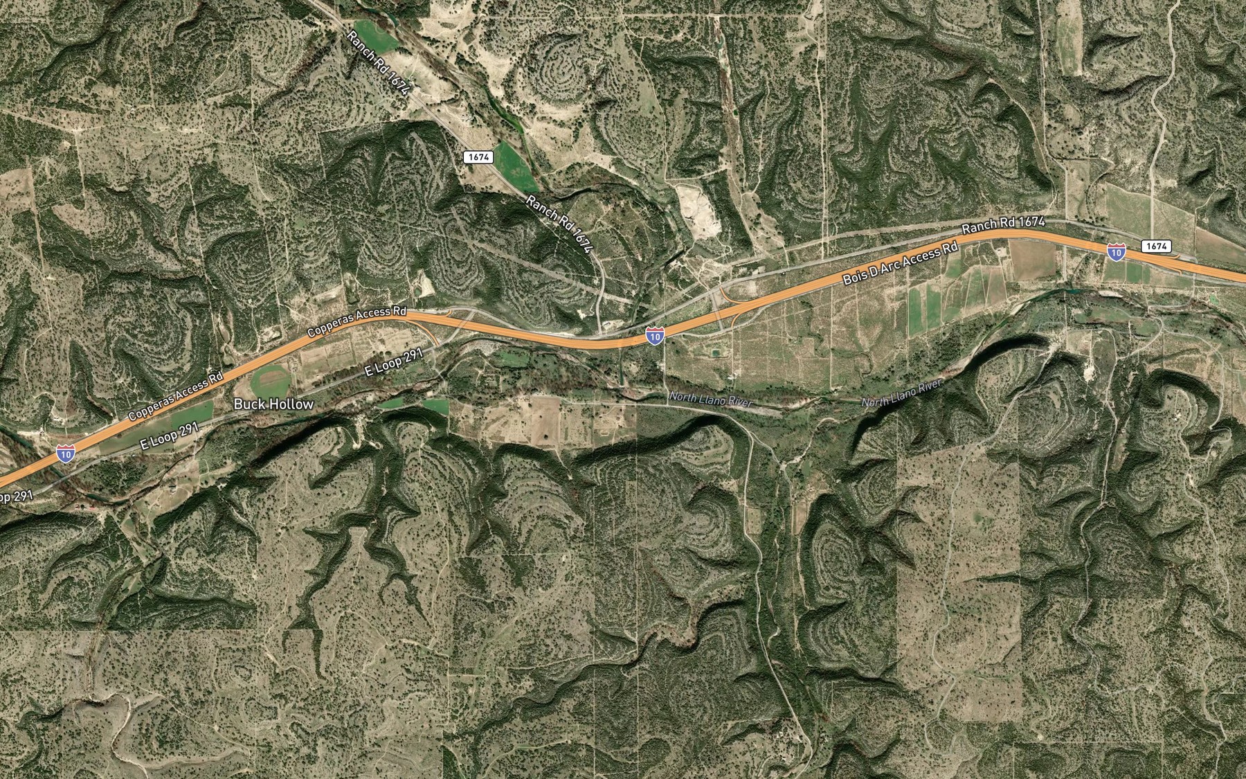 Satellite map of the Copperas Creek