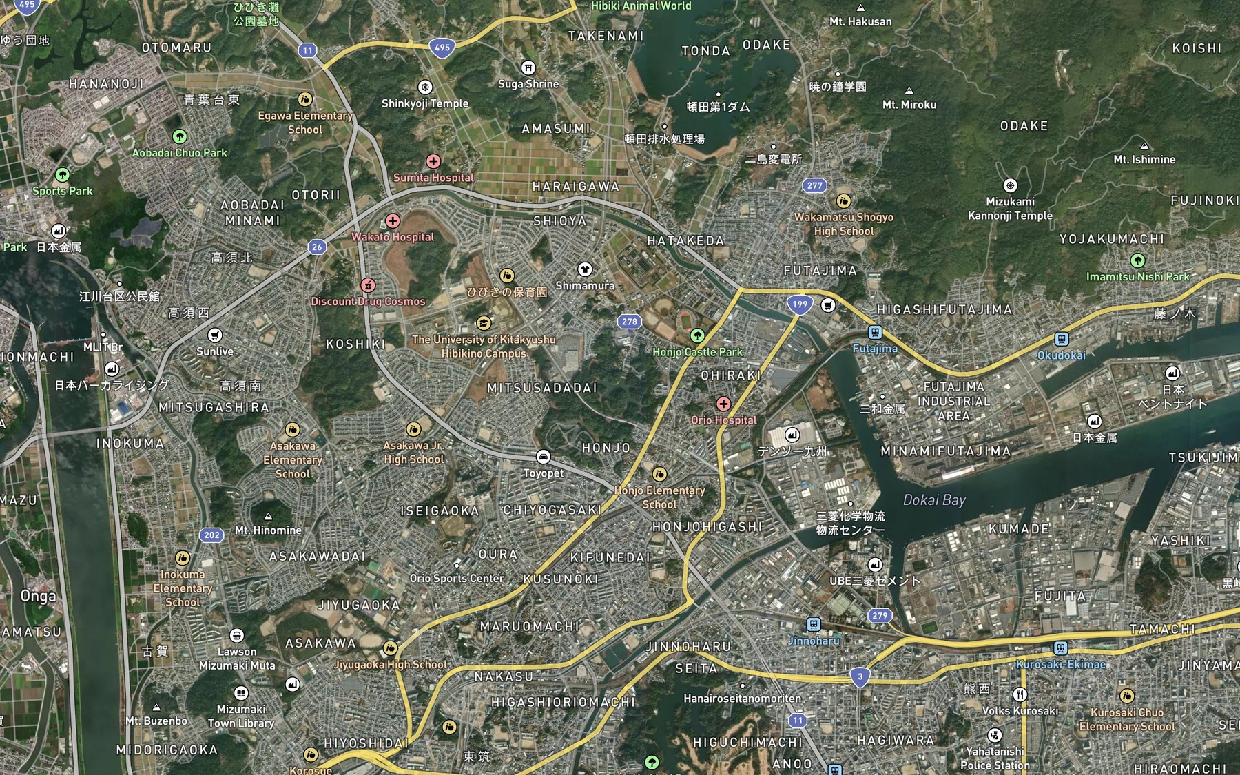Satellite map of the Unosu Ike
