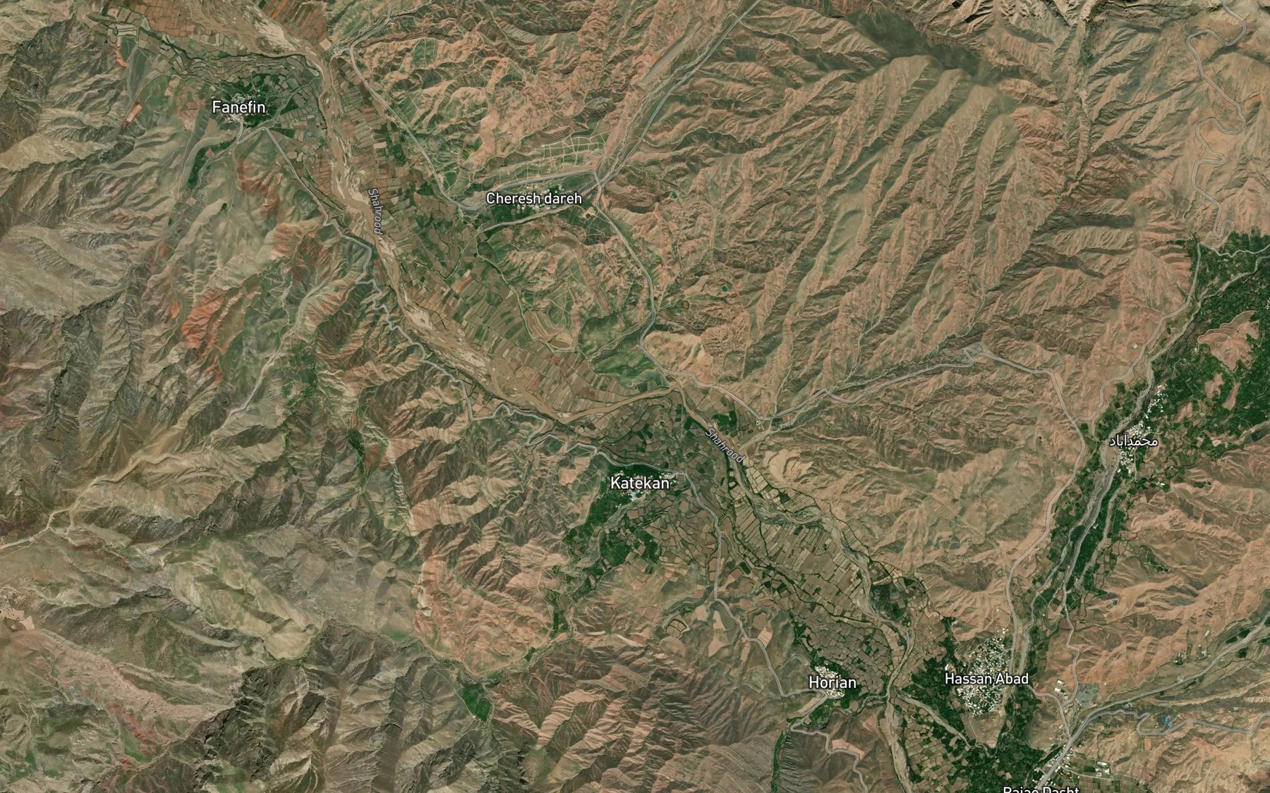 Satellite map of the Shah Rud