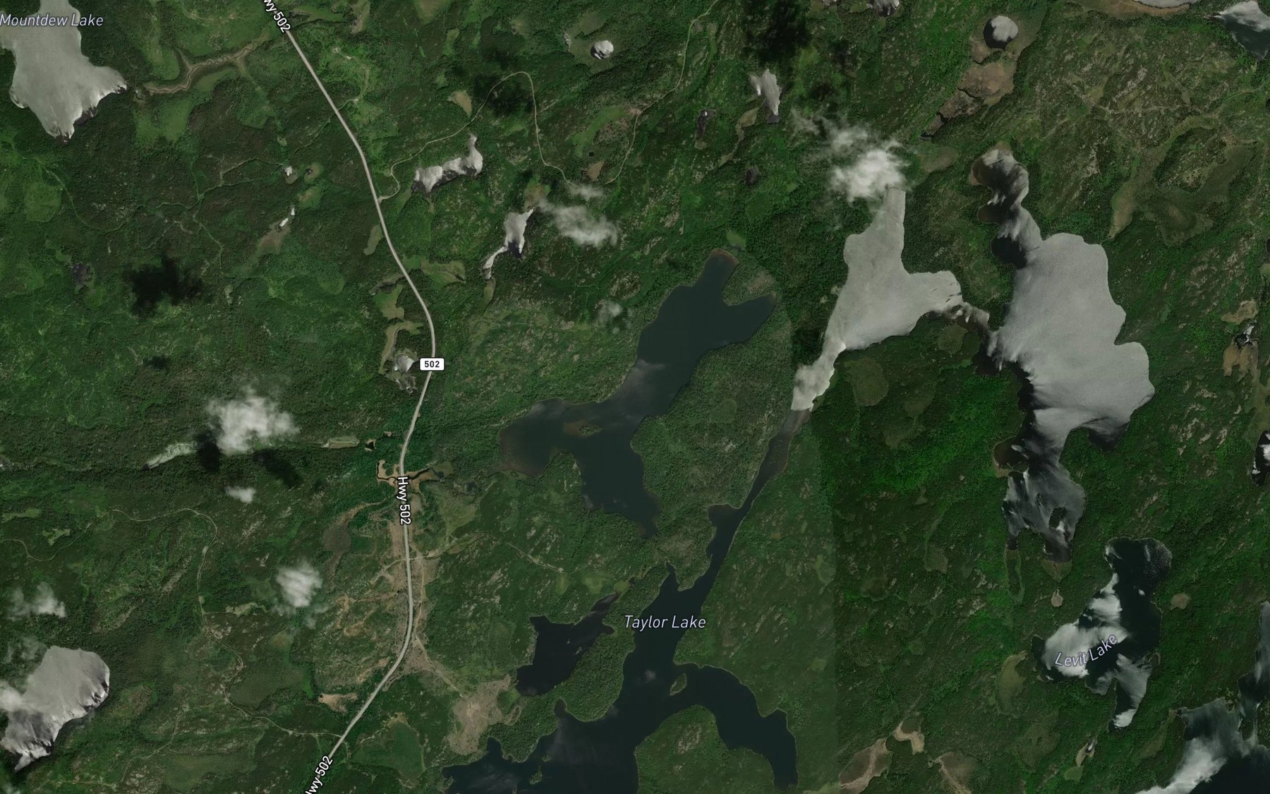 Satellite map of the Rattlesnake Lake