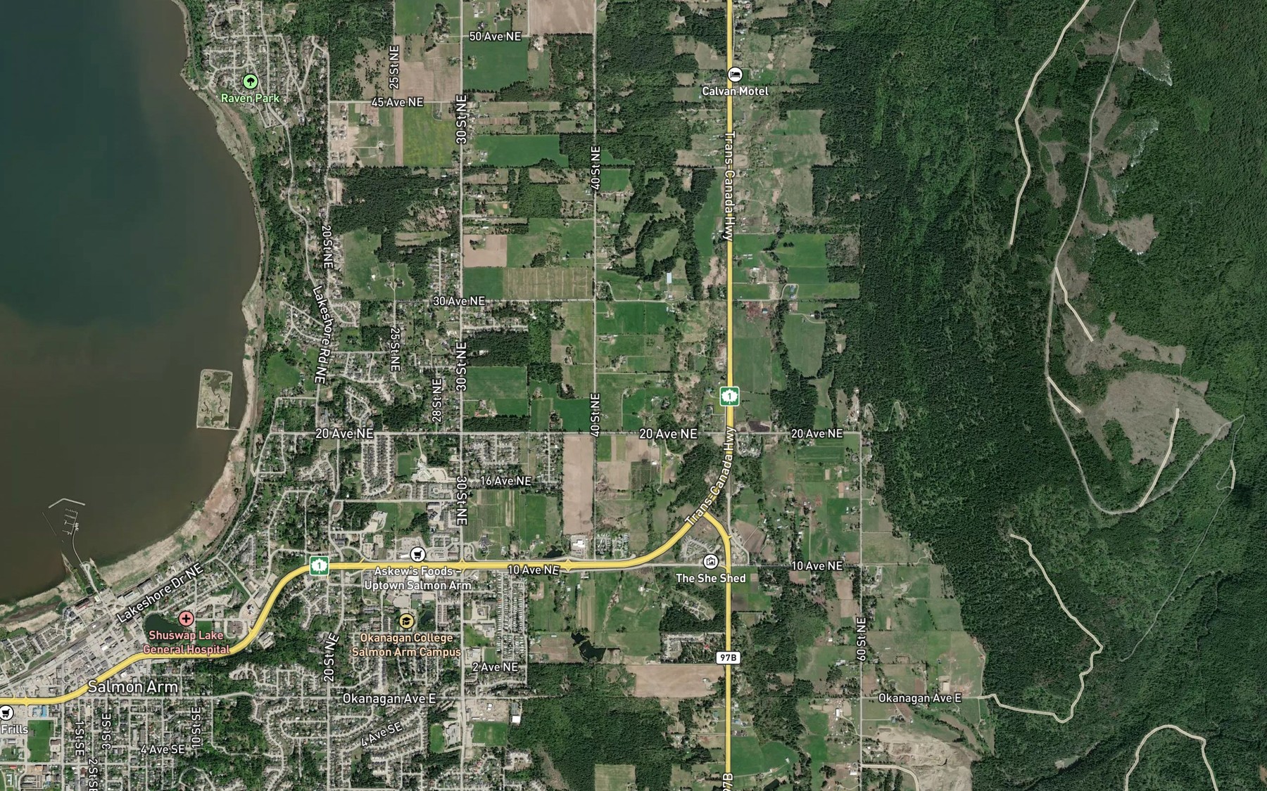 Satellite map of the East Canoe Creek