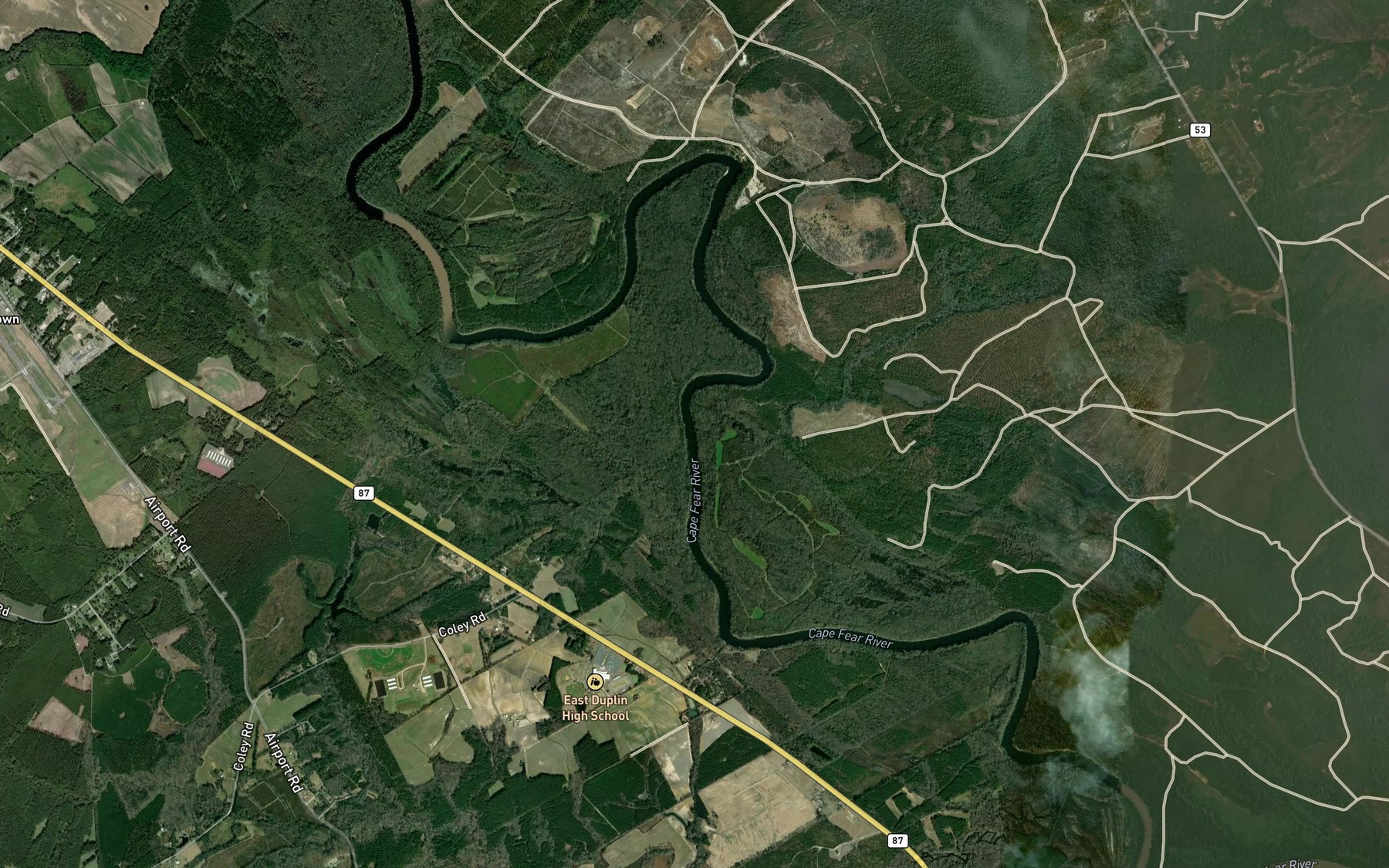 Satellite map of the Mulford Creek