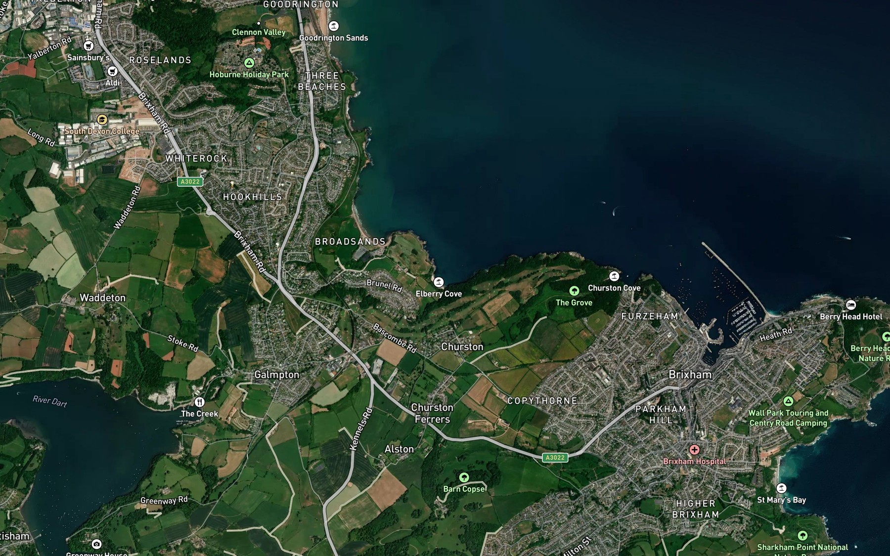 Satellite map of the Elberry Cove