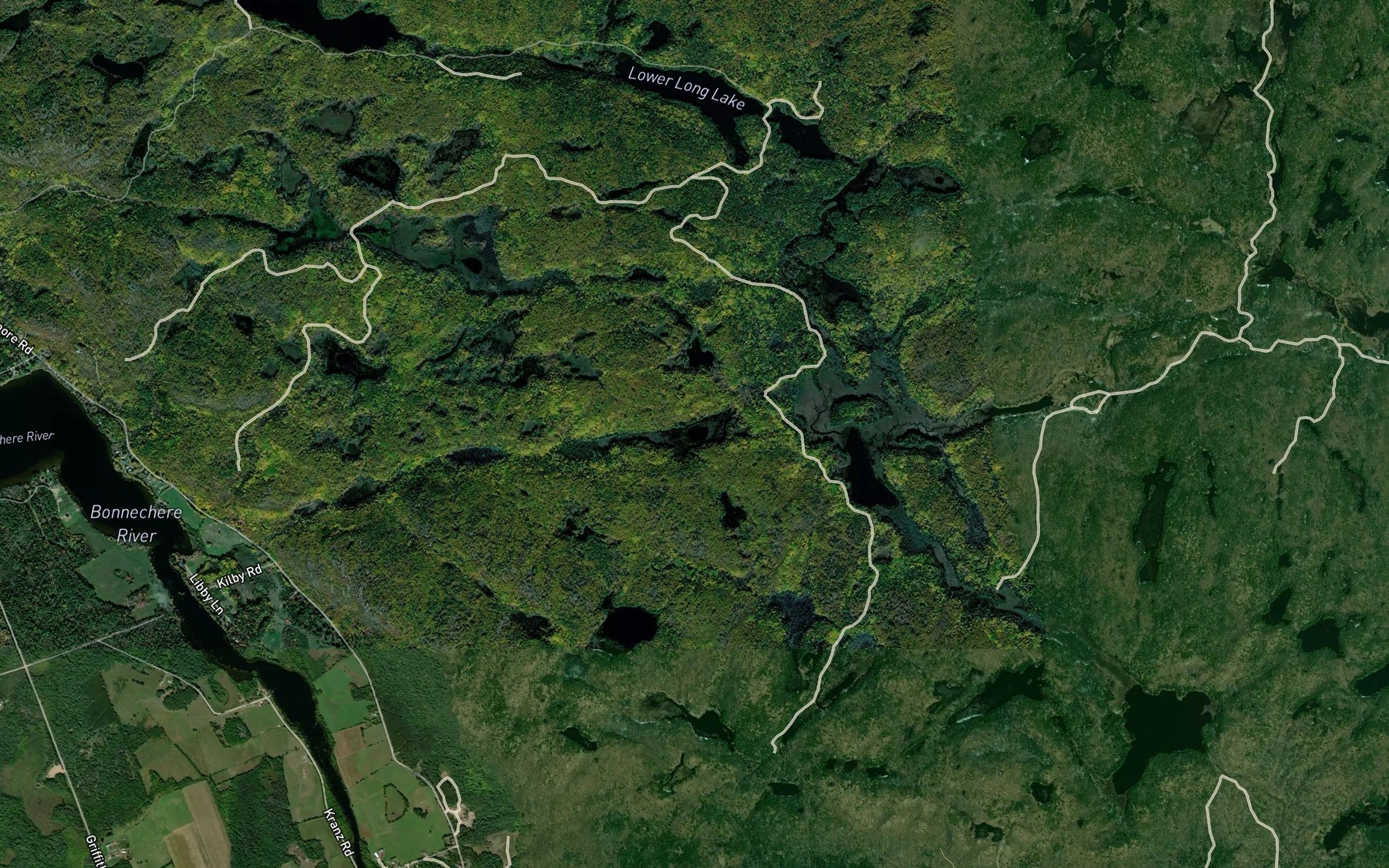 Satellite map of the Sams Lake