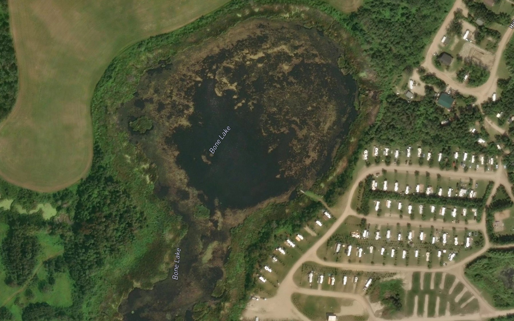 Satellite map of the Bone Lake