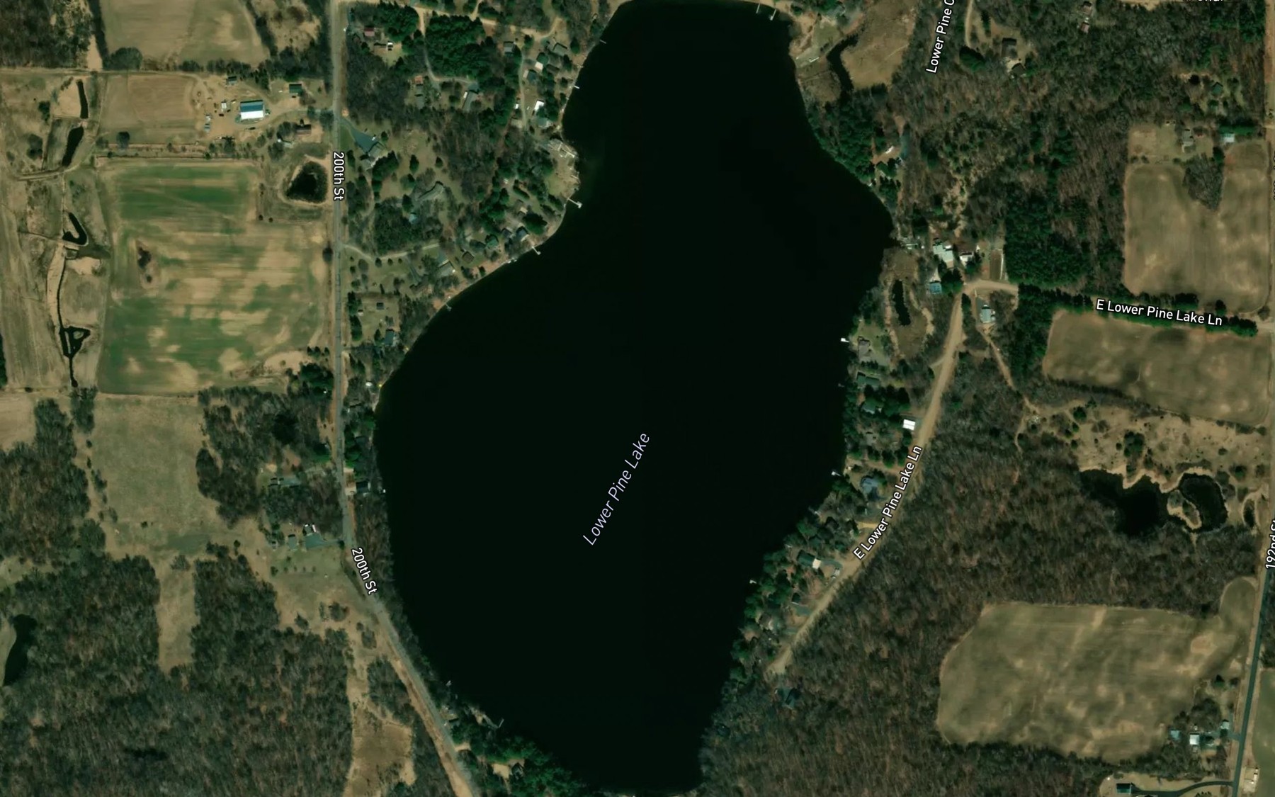 Satellite map of the Lower Pine Lake