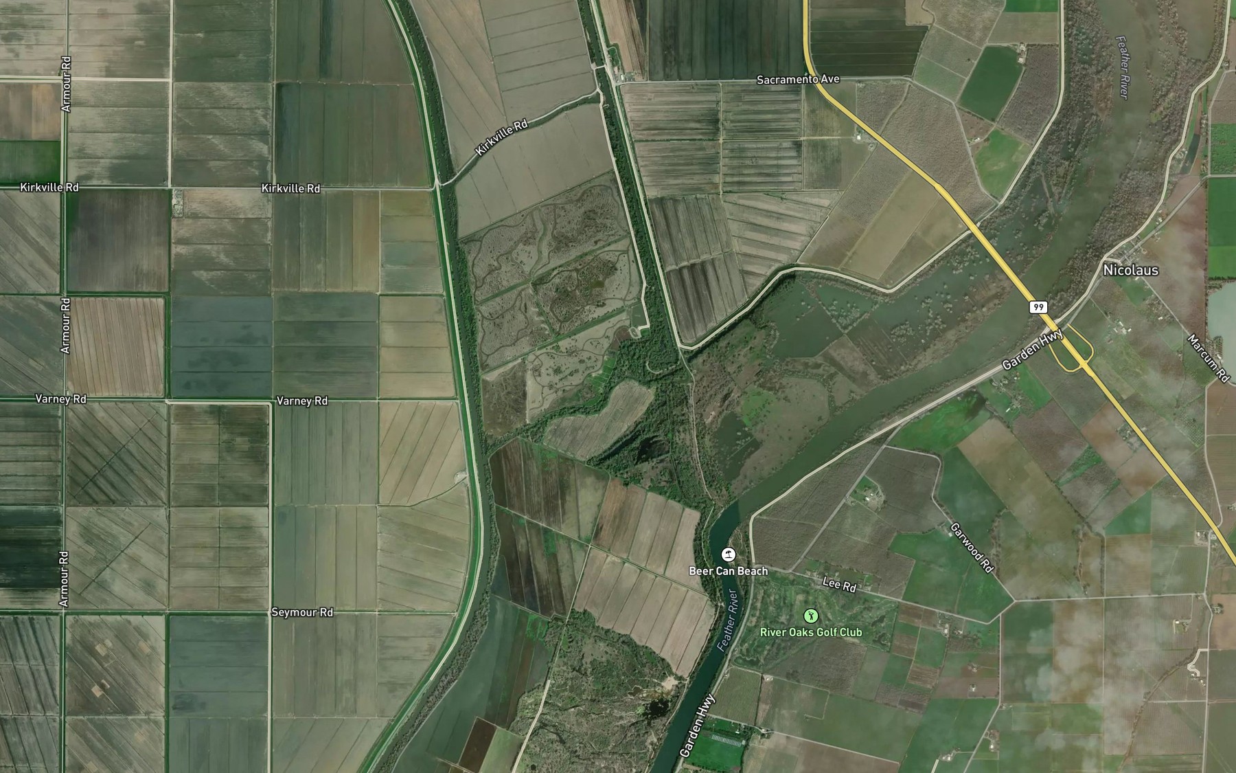 Satellite map of the Nelson Slough
