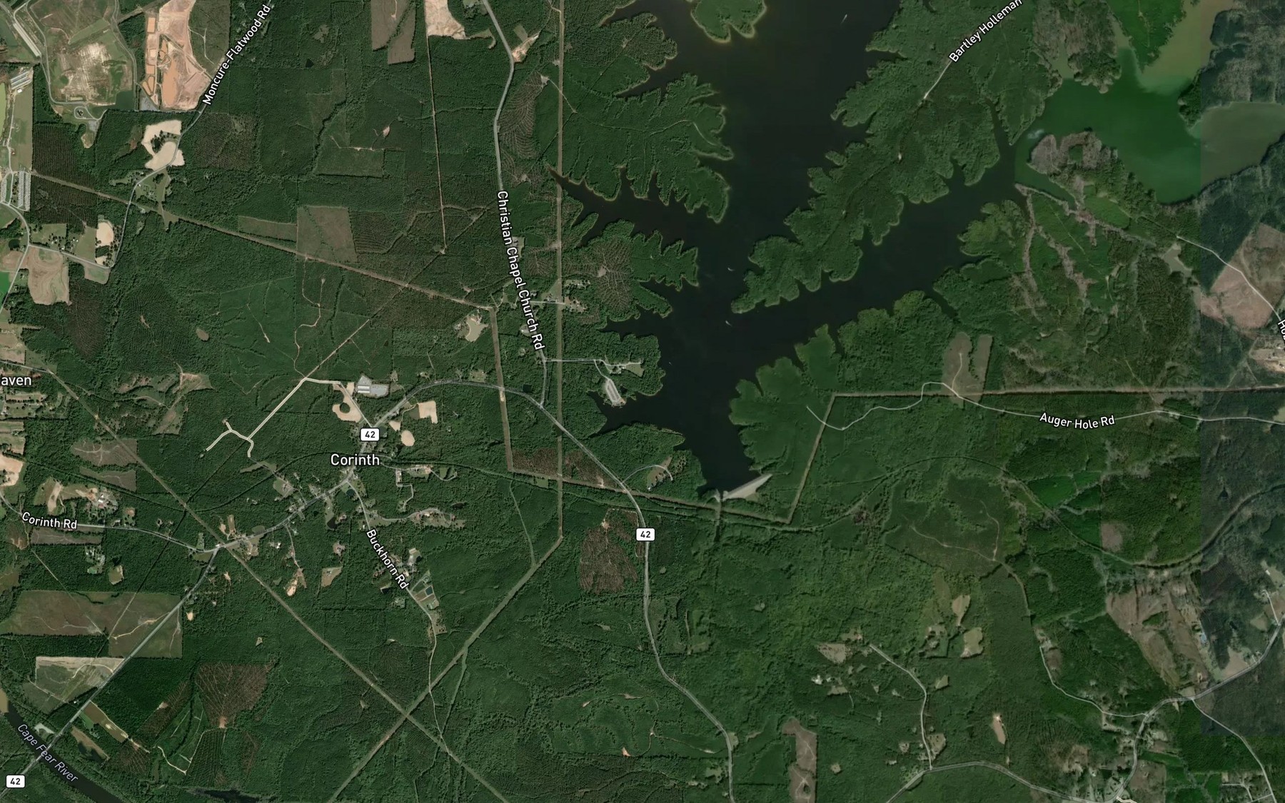 Satellite map of the Harris Lake Boat Ramp