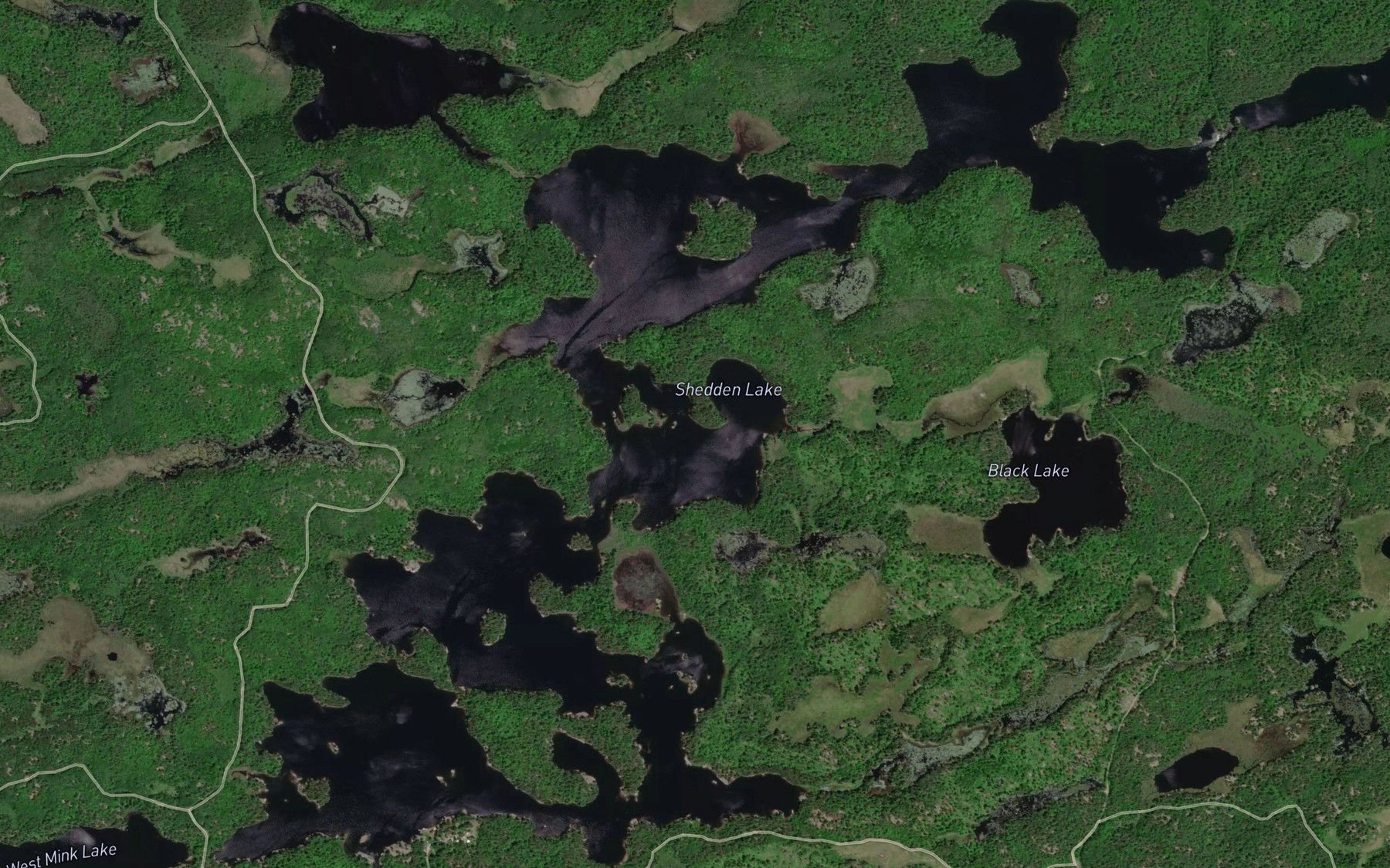 Satellite map of the Shedden Lake