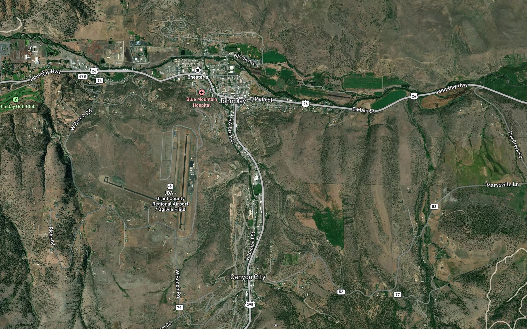 Satellite map of the Long Gulch Springs