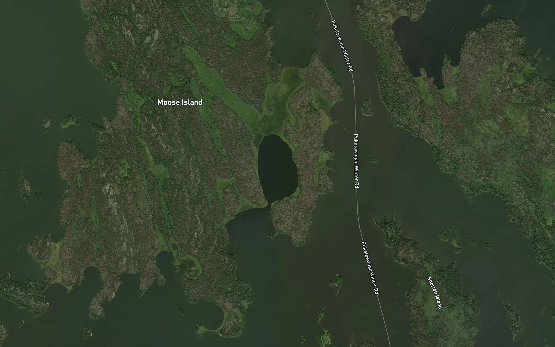 Satellite map of the Moose Mouth Bay