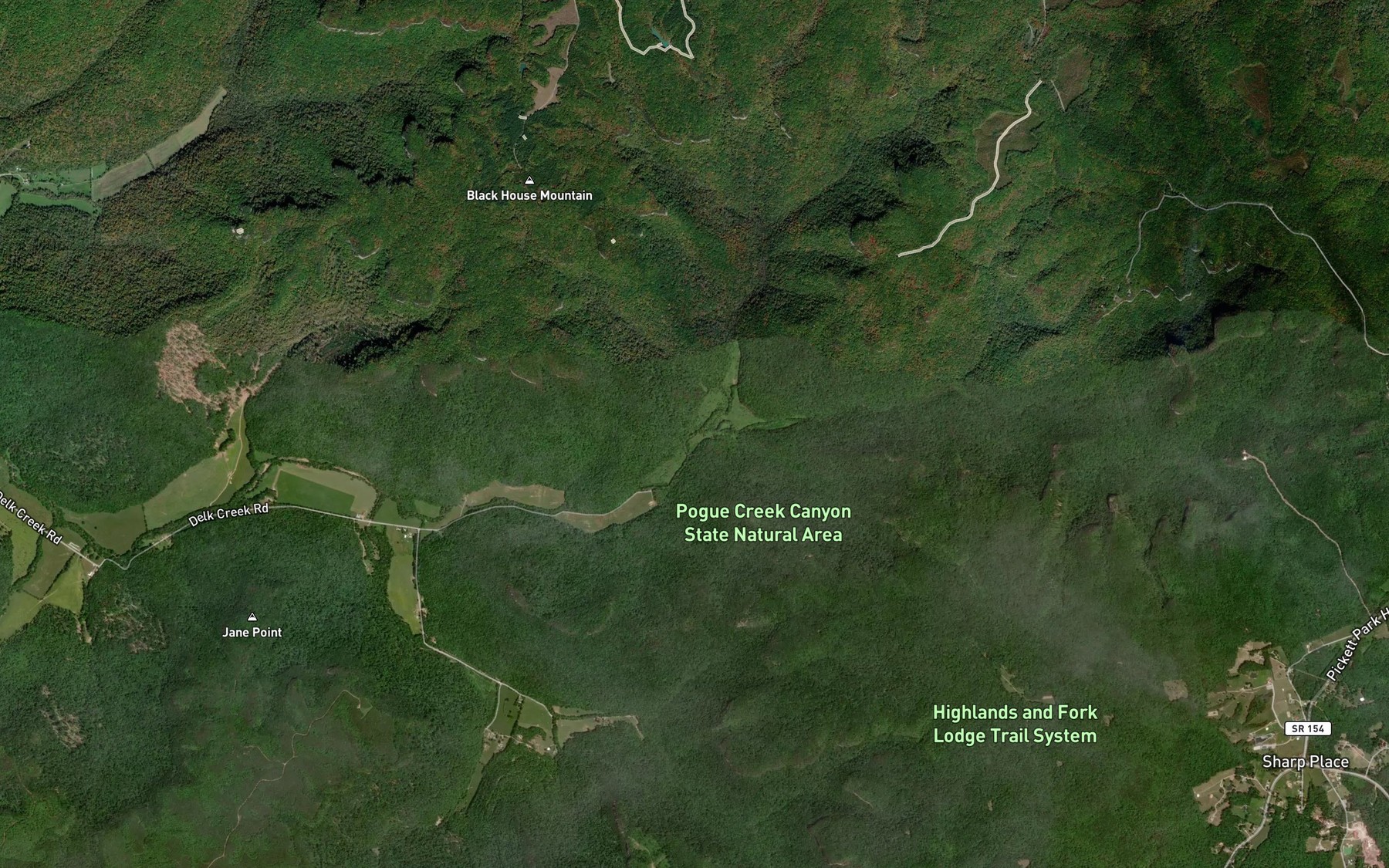 Satellite map of the Williams Creek