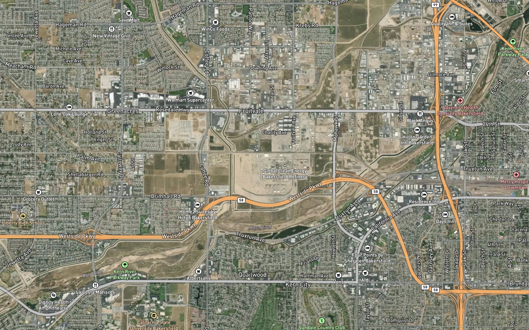 Satellite map of the Emery Ditch