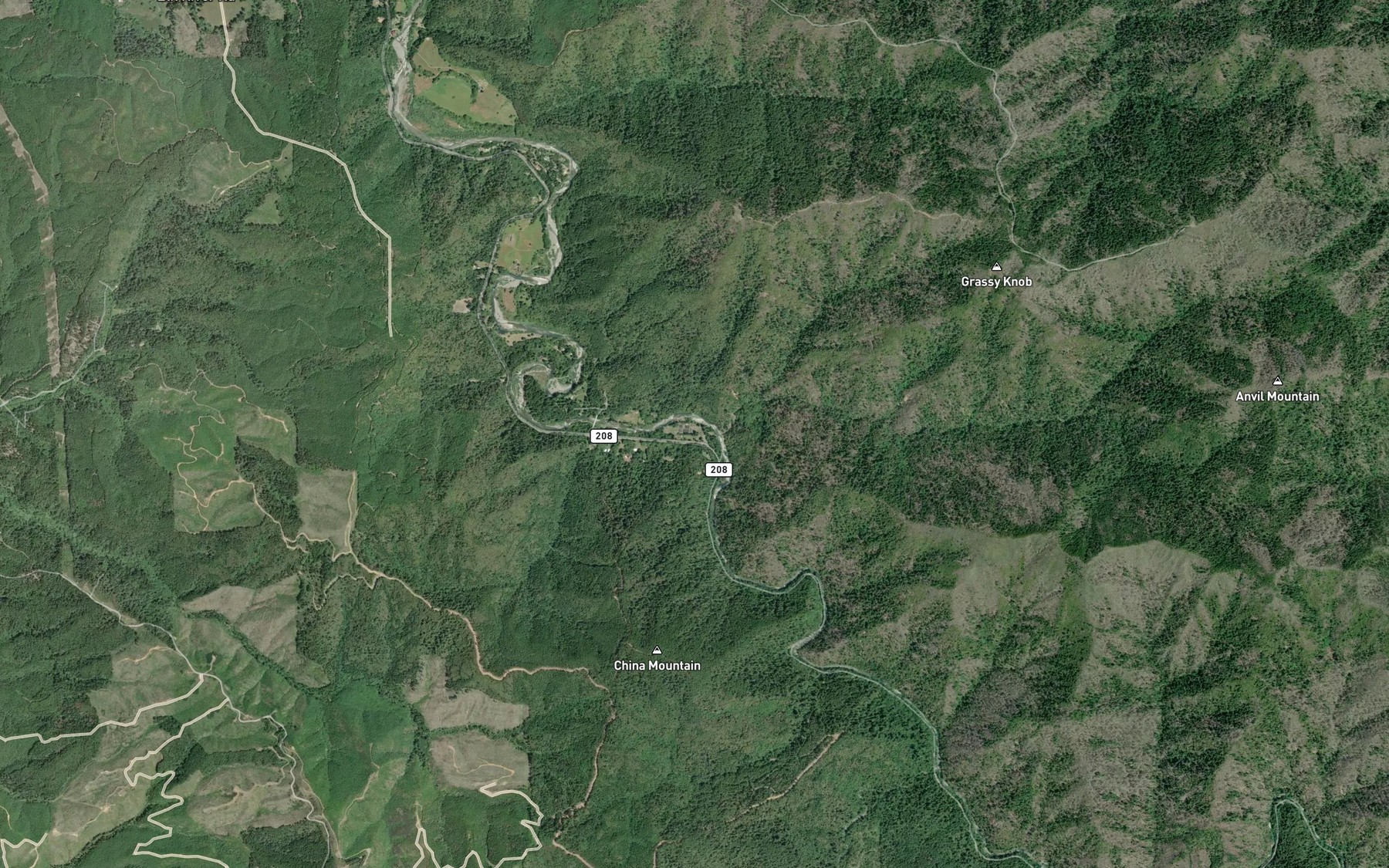 Satellite map of the Anvil Creek