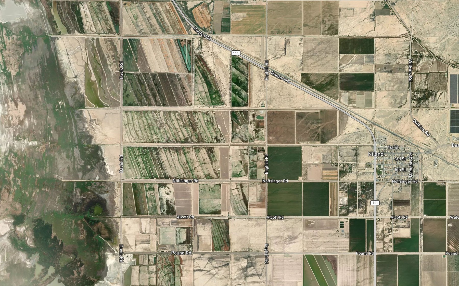 Satellite map of the T Drain