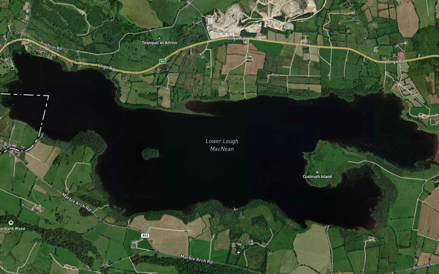 Satellite map of the Lough Macnean Lower