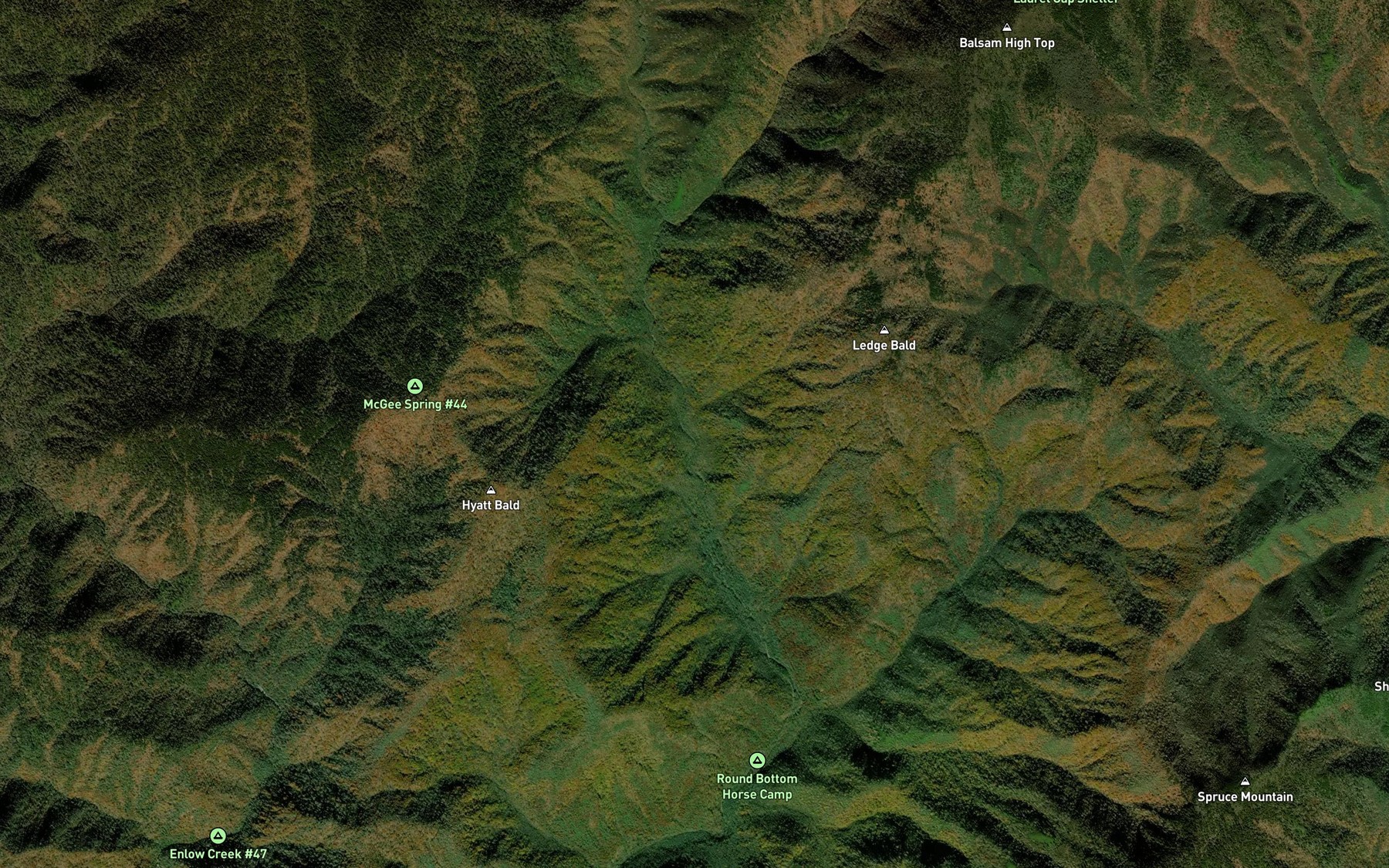 Satellite map of the Table Rock Branch