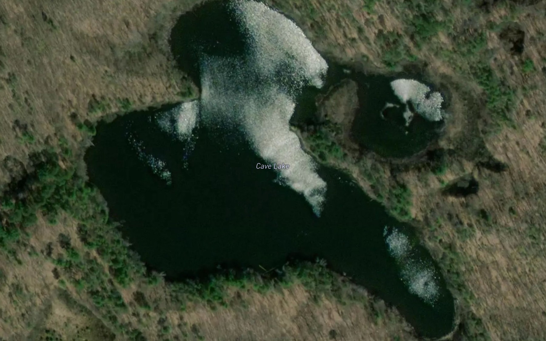 Satellite map of the Cave Lake