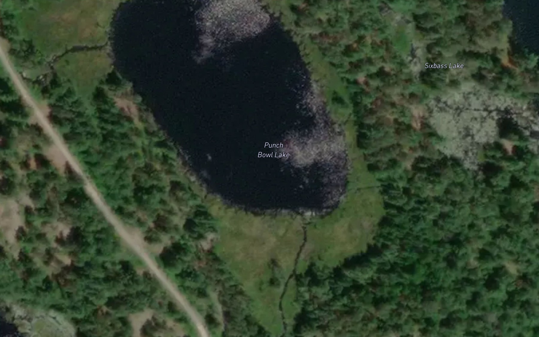 Satellite map of the Punch Bowl Lake
