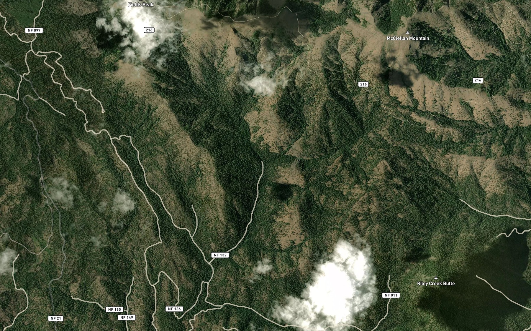 Satellite map of the Miner Creek