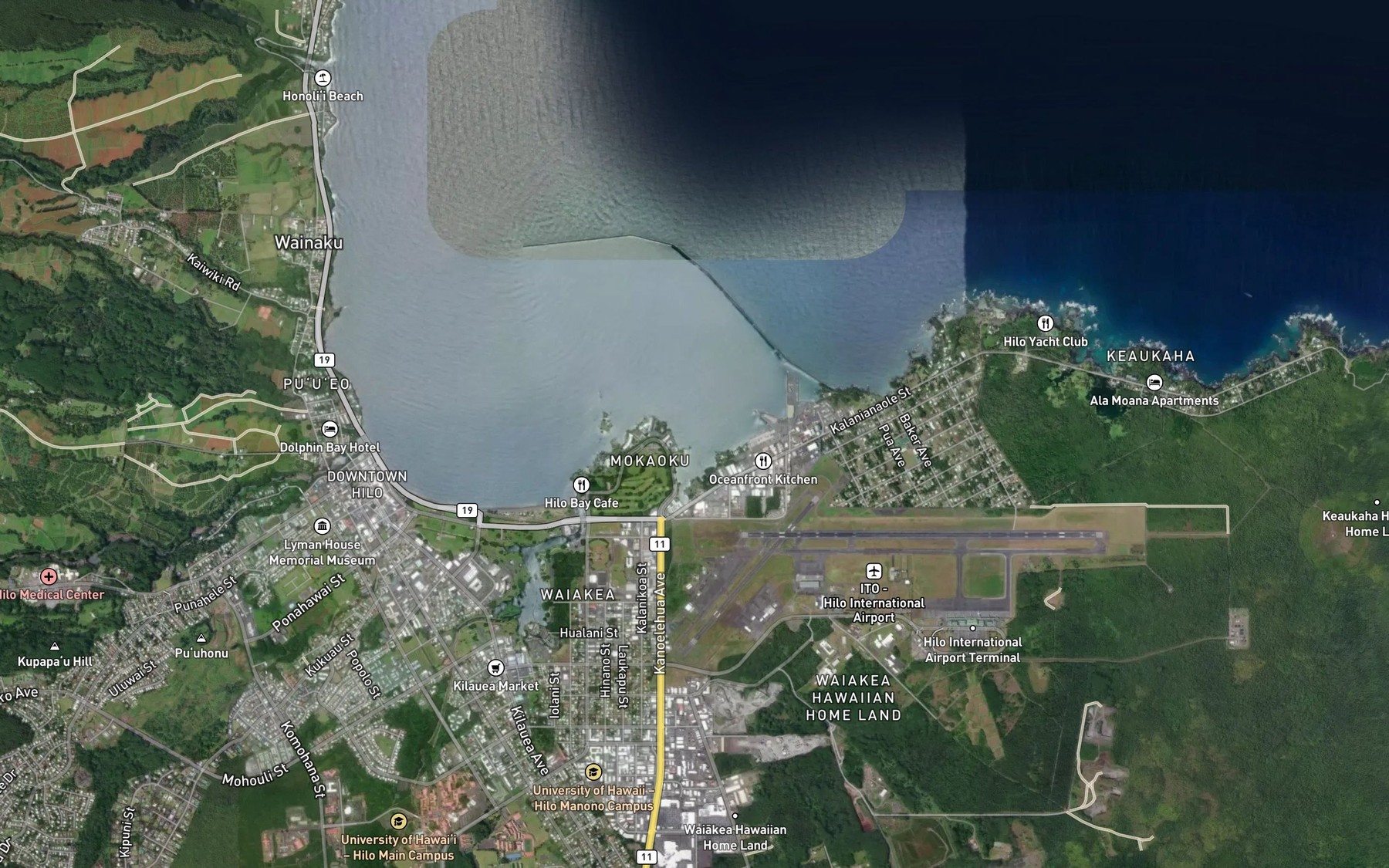 Satellite map of the Reeds Bay